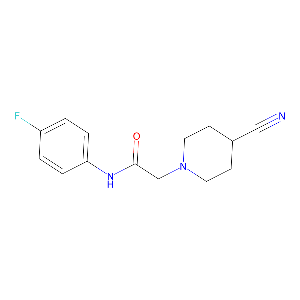 2-(4-cyanopiperidin-1-yl)-N-(4-fluorophenyl)acetamide molecular structure, CAS 1457306-93-2