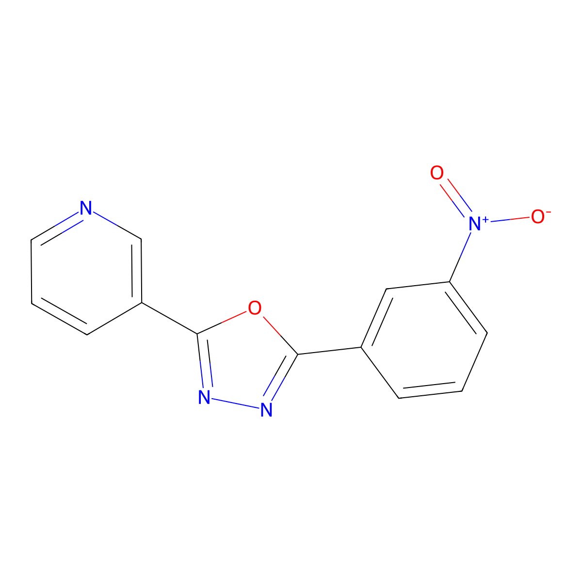 3-[5-(3-Nitrophenyl)-1,3,4-oxadiazol-2-yl]pyridine molecular structure, CAS 145731-85-7