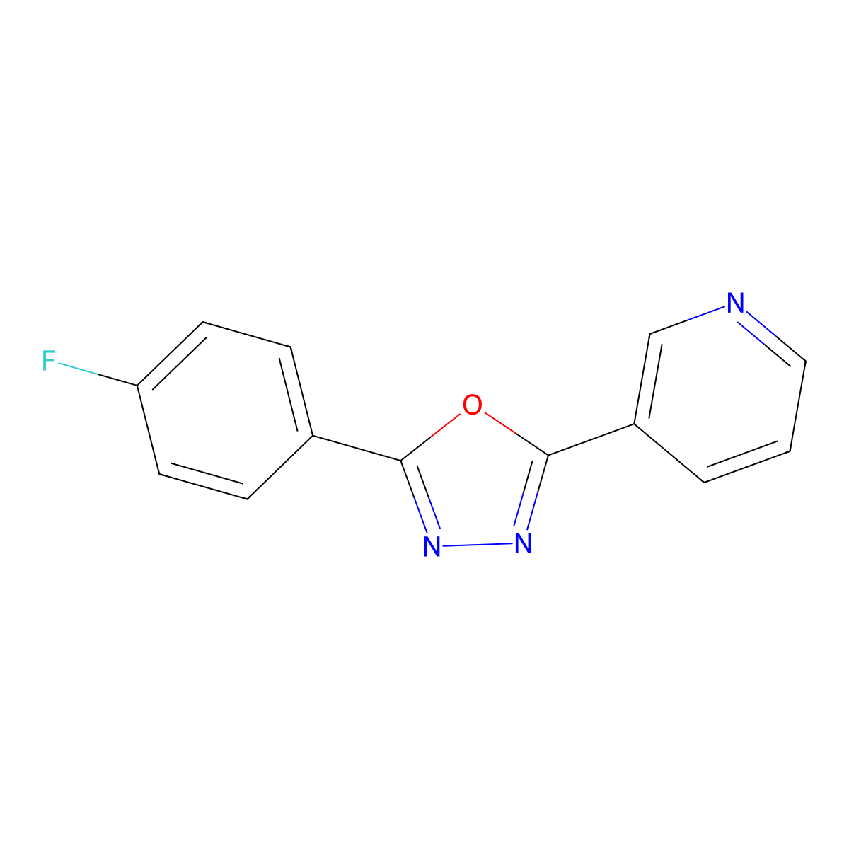 2-(4-Fluorophenyl)-5-(pyridin-3-yl)-1,3,4-oxadiazole molecular structure, CAS 145731-86-8