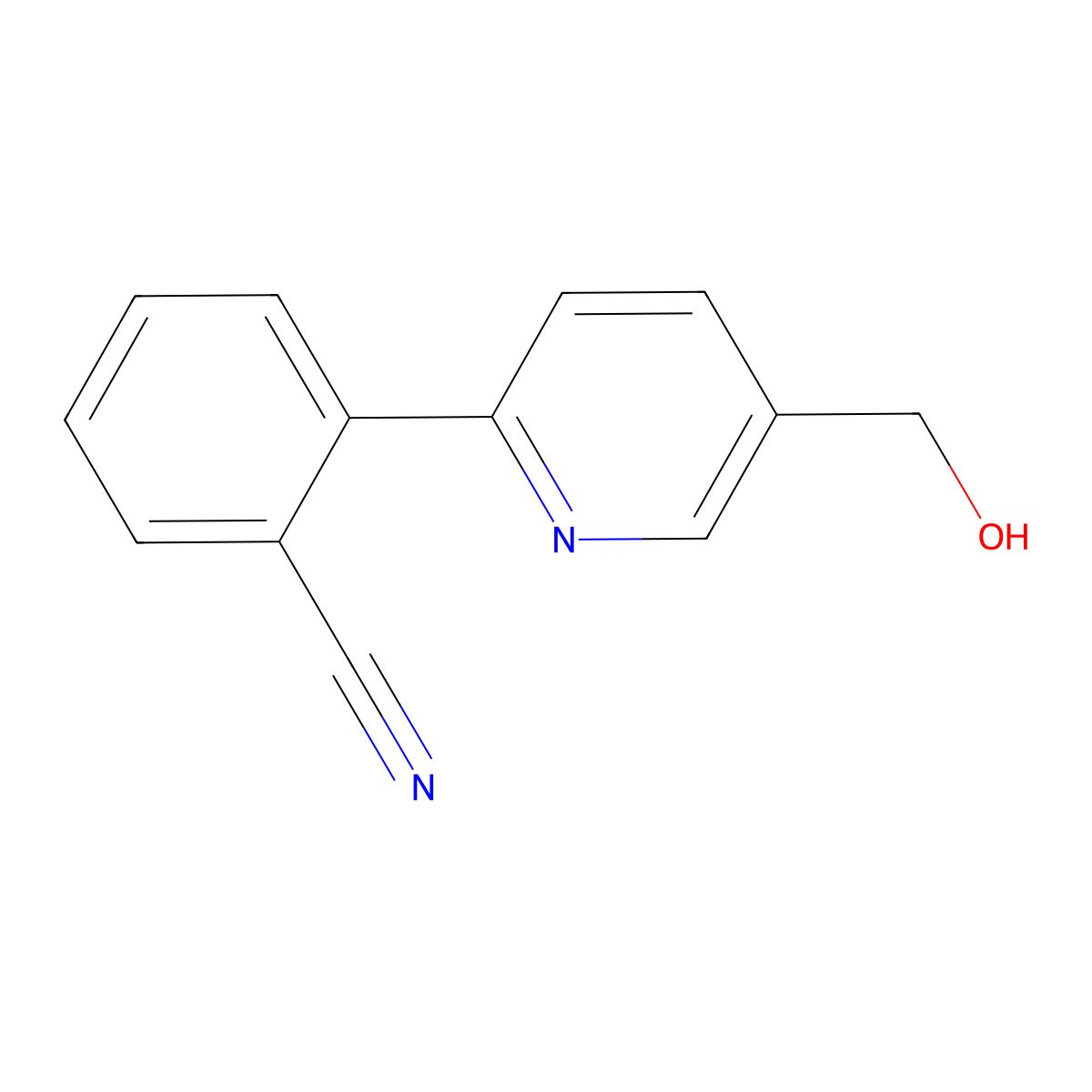 2-(5-(Hydroxymethyl)pyridin-2-yl)benzonitrile molecular structure, CAS 145733-56-8