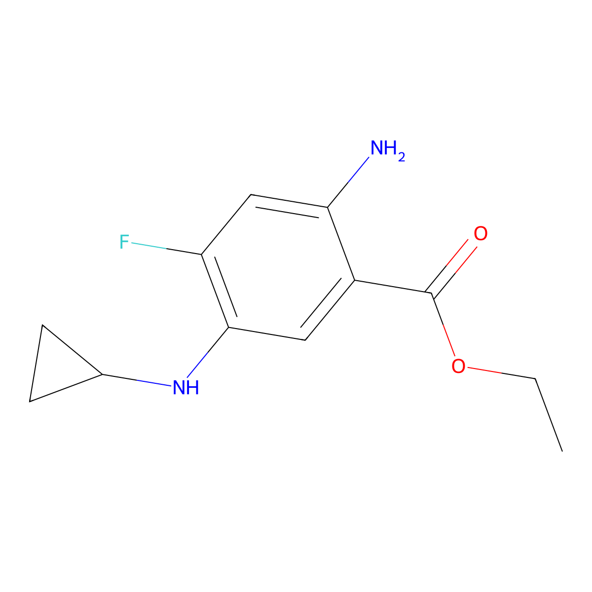 Ethyl 2-amino-5-(cyclopropylamino)-4-fluorobenzoate molecular structure, CAS 1457359-84-0