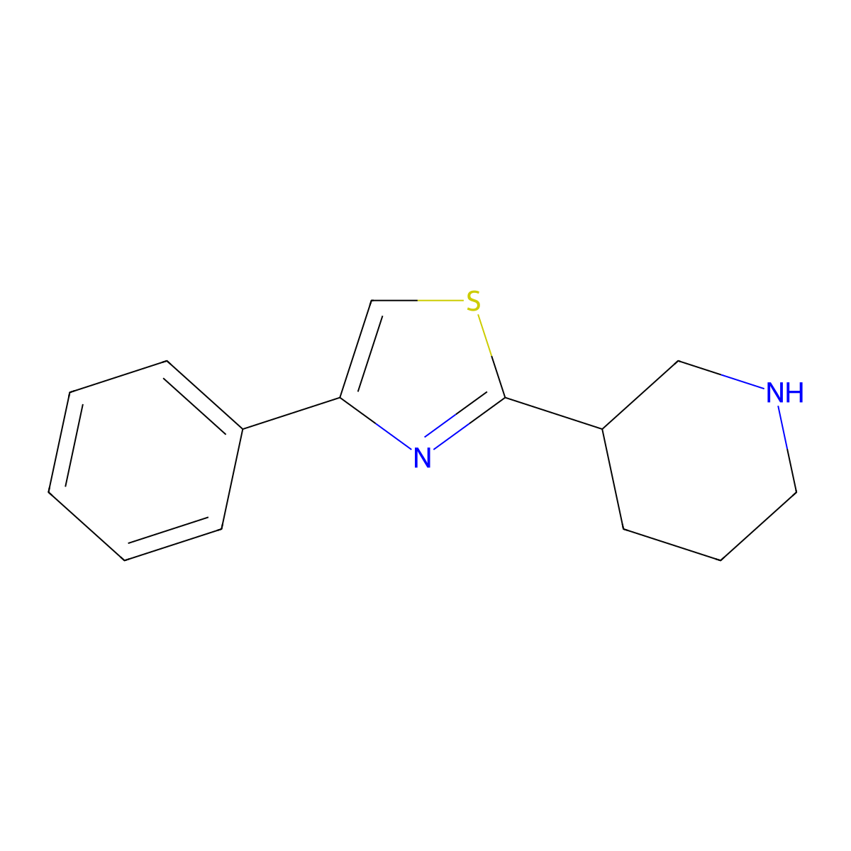 4-Phenyl-2-(piperidin-3-yl)thiazole molecular structure, CAS 145736-99-8