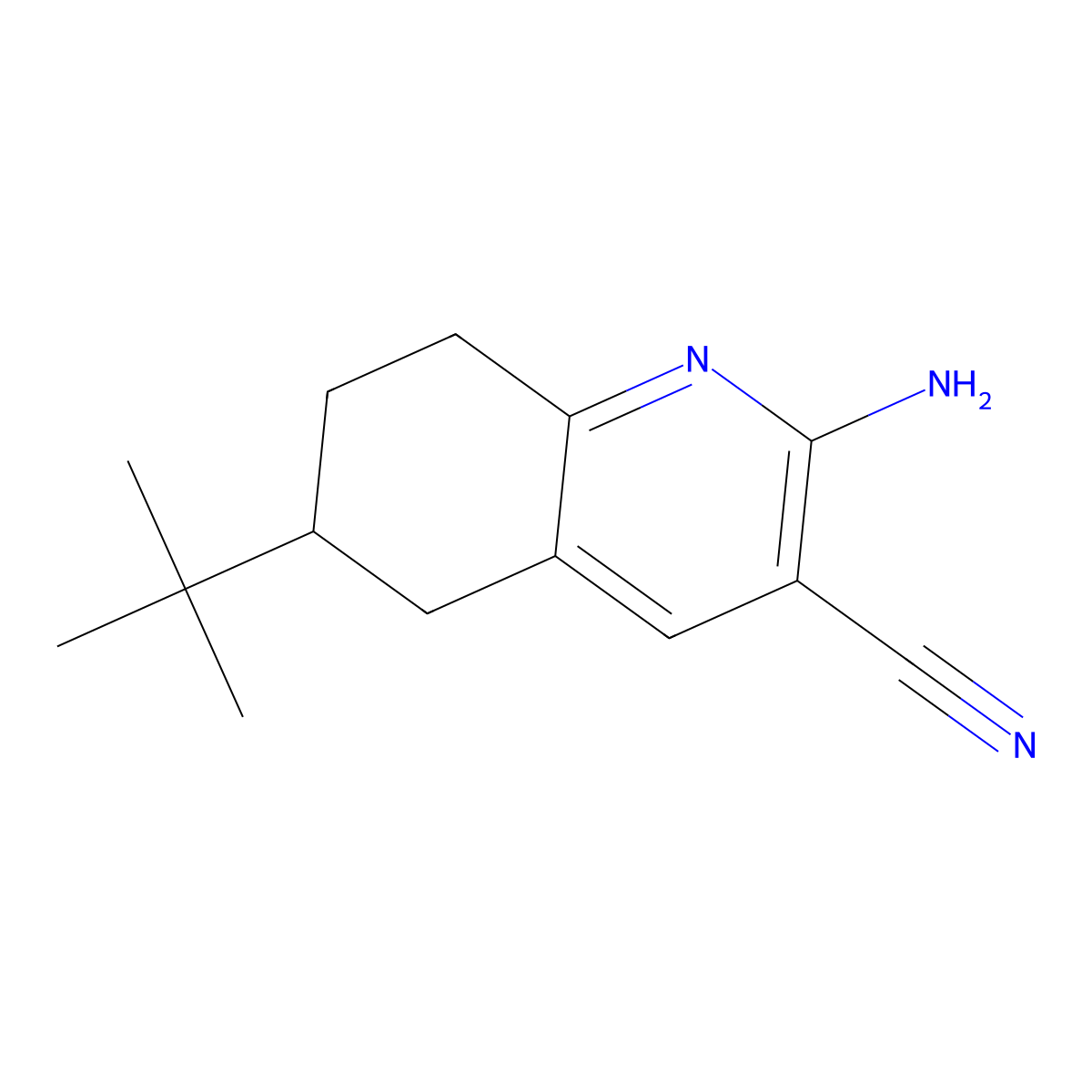 2-Amino-6-tert-butyl-5,6,7,8-tetrahydroquinoline-3-carbonitrile molecular structure, CAS 1457375-76-6