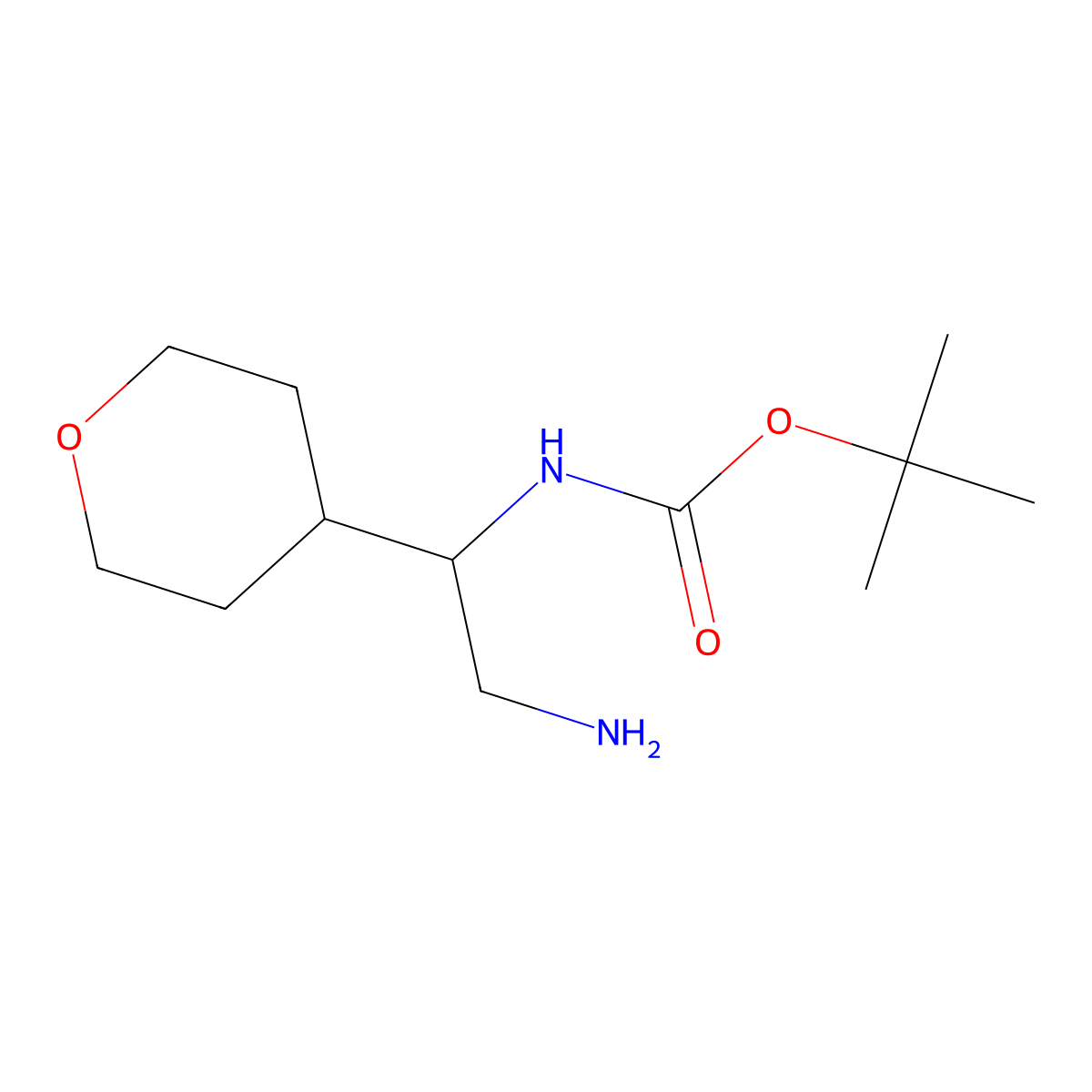 tert-butyl N-[2-amino-1-(oxan-4-yl)ethyl]carbamate molecular structure, CAS 1457392-73-2