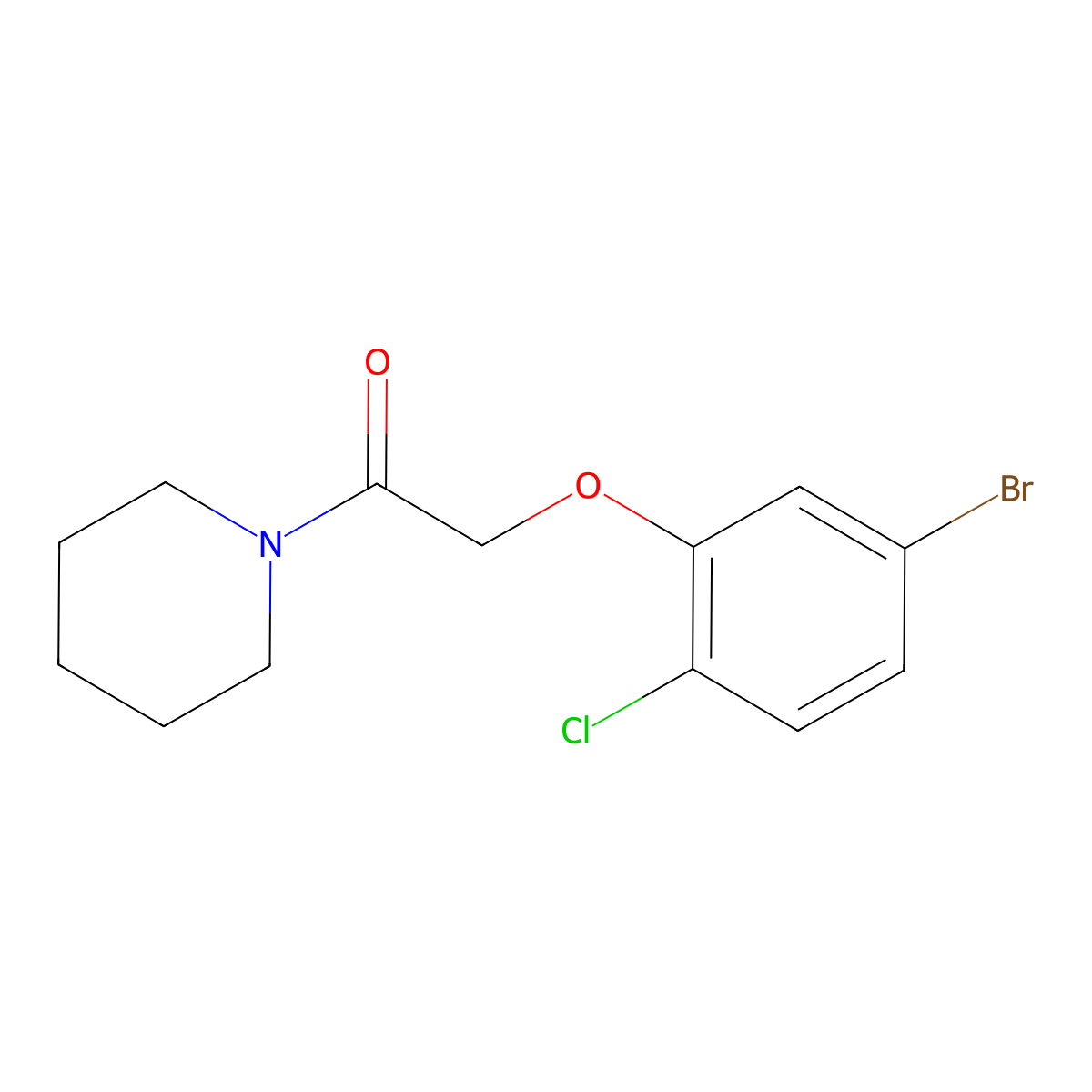 2-(5-Bromo-2-chlorophenoxy)-1-(piperidin-1-yl)ethanone molecular structure, CAS 1457425-31-8