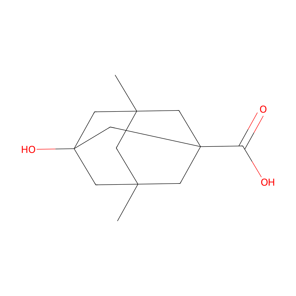 3-Hydroxy-5,7-dimethyladamantane-1-carboxylic acid molecular structure, CAS 14575-03-2