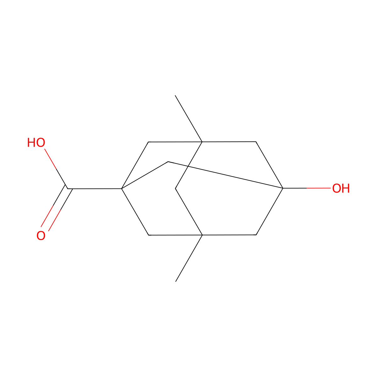 3-Hydroxy-5,7-dimethyladamantane-1-carboxylic acid molecular structure, CAS 14575-03-2
