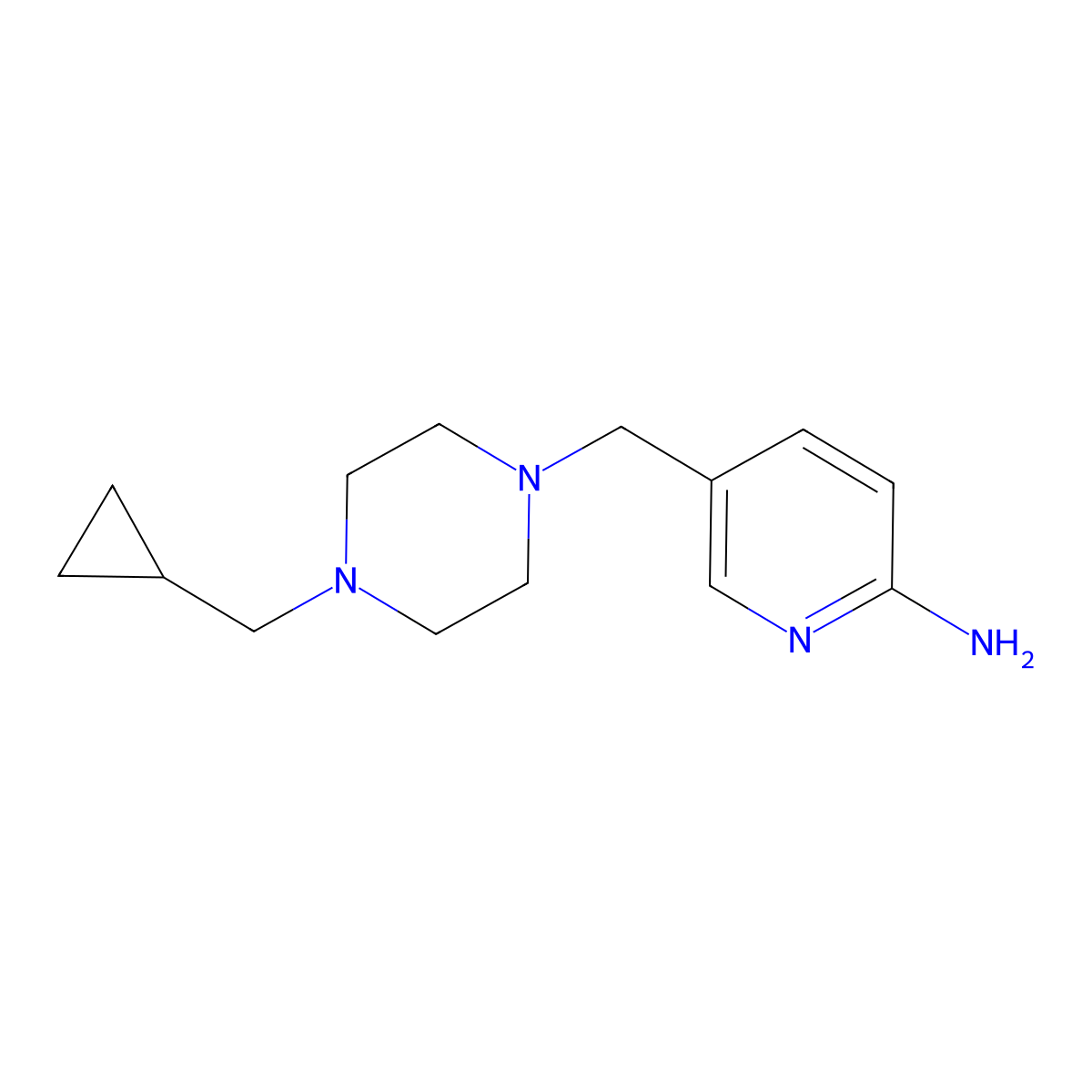 5-{[4-(Cyclopropylmethyl)piperazin-1-yl]methyl}pyridin-2-amine molecular structure, CAS 1457516-30-1