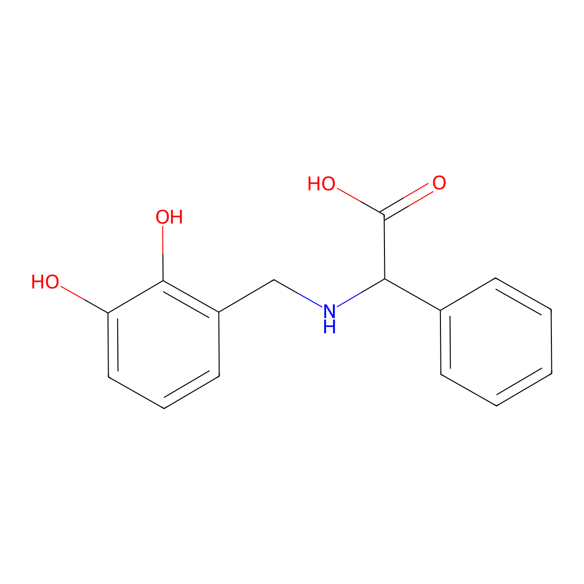 2-{[(2,3-Dihydroxyphenyl)methyl]amino}-2-phenylacetic acid molecular structure, CAS 1457525-19-7