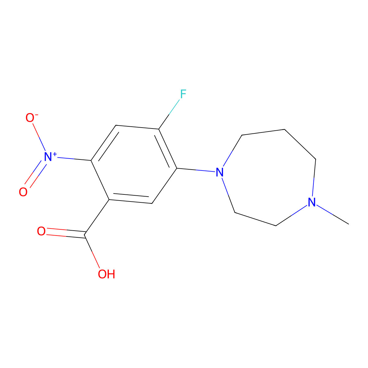 4-Fluoro-5-(4-methyl-1,4-diazepan-1-yl)-2-nitrobenzoic acid molecular structure, CAS 1457539-36-4