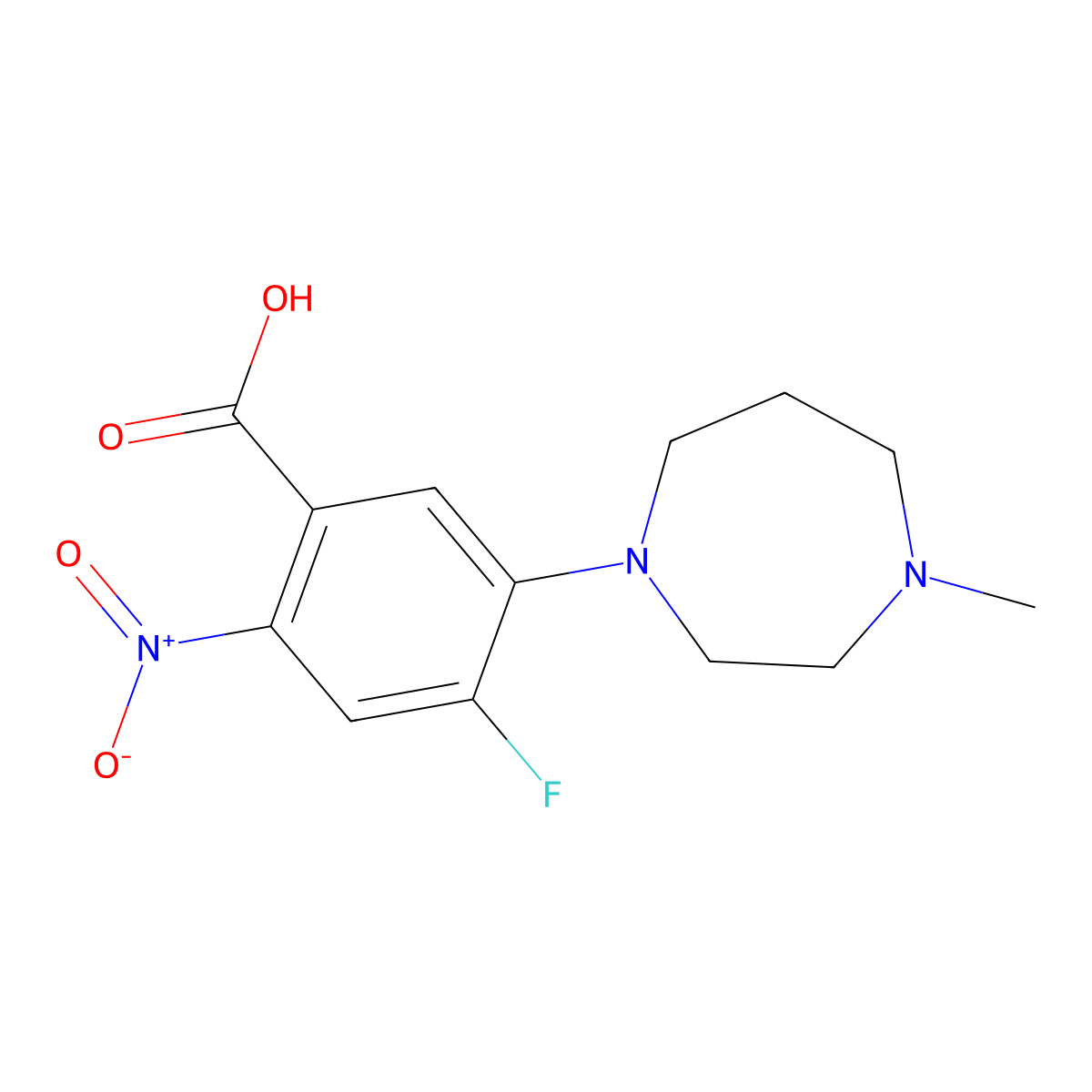 4-Fluoro-5-(4-methyl-1,4-diazepan-1-yl)-2-nitrobenzoic acid molecular structure, CAS 1457539-36-4