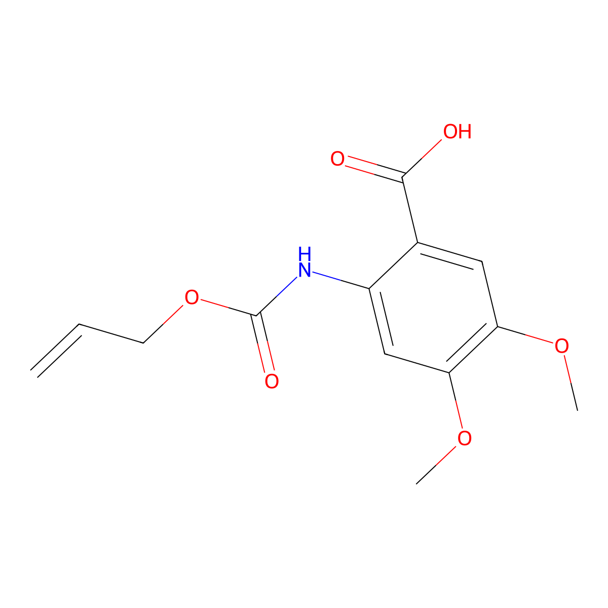4,5-Dimethoxy-2-{[(prop-2-en-1-yloxy)carbonyl]amino}benzoic acid molecular structure, CAS 1457629-53-6