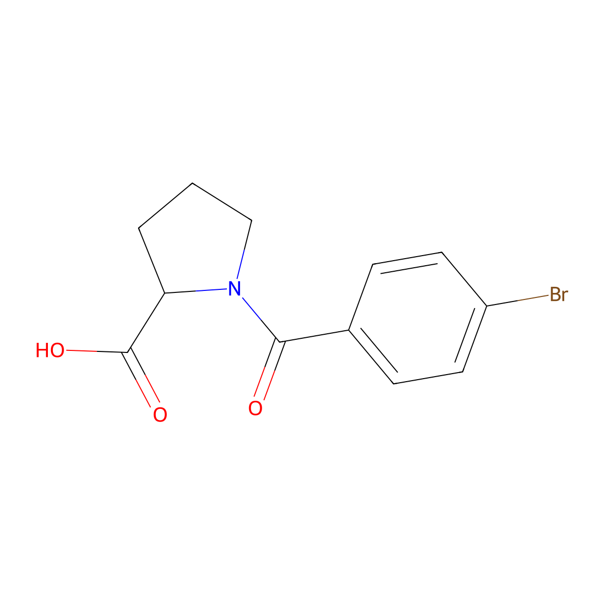 1-(4-Bromobenzoyl)pyrrolidine-2-carboxylic acid molecular structure, CAS 145764-04-1
