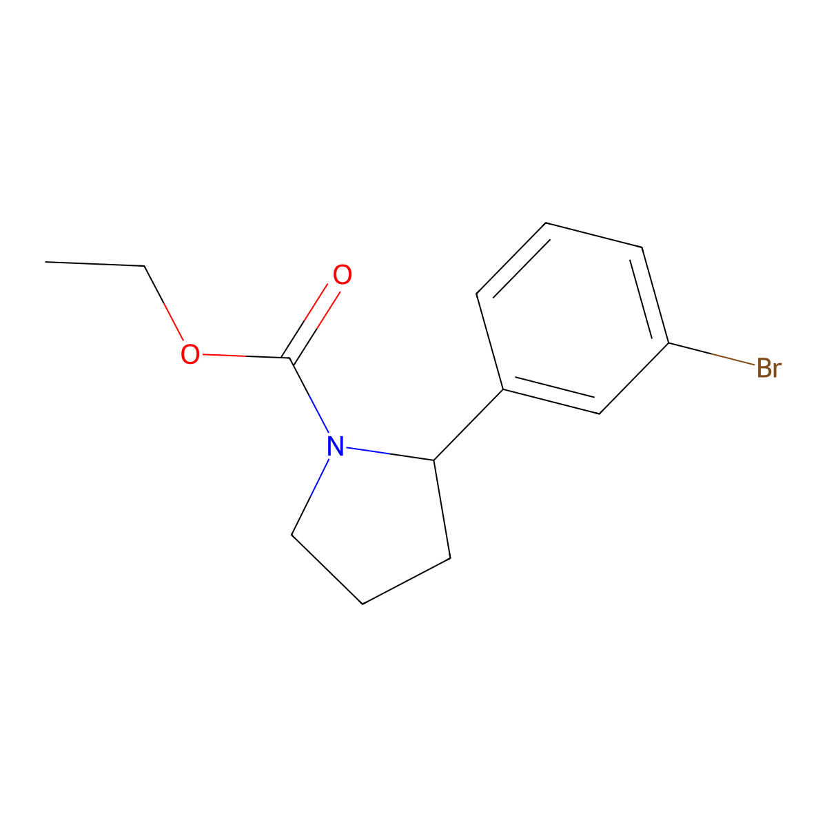 Ethyl 2-(3-bromophenyl)pyrrolidine-1-carboxylate molecular structure, CAS 1457676-10-6