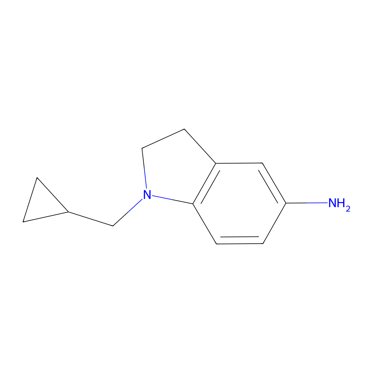 1-Cyclopropylmethyl-2,3-dihydro-1H-indol-5-ylamine molecular structure, CAS 1457698-52-0