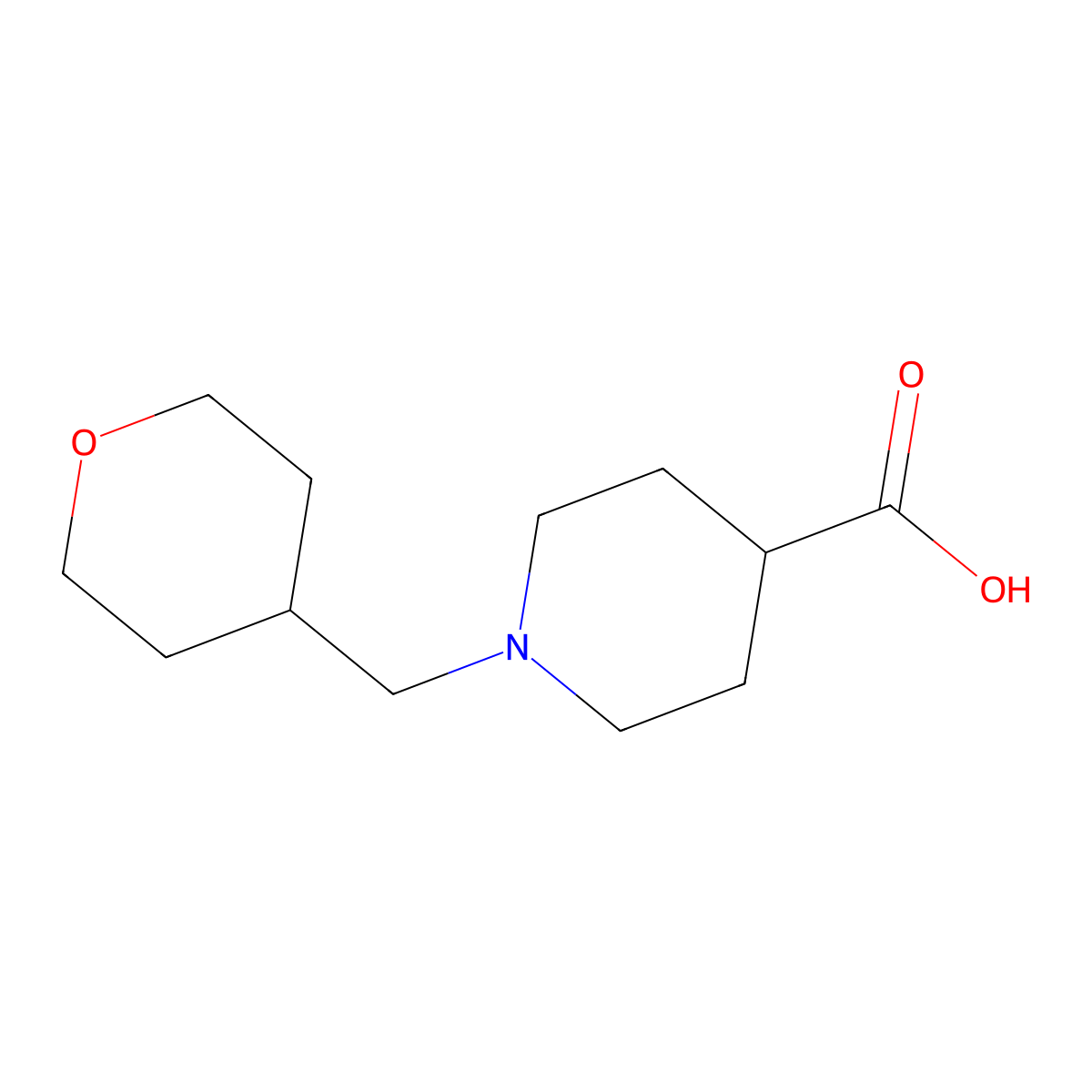 1-[(Oxan-4-yl)methyl]piperidine-4-carboxylic acid molecular structure, CAS 1457705-09-7