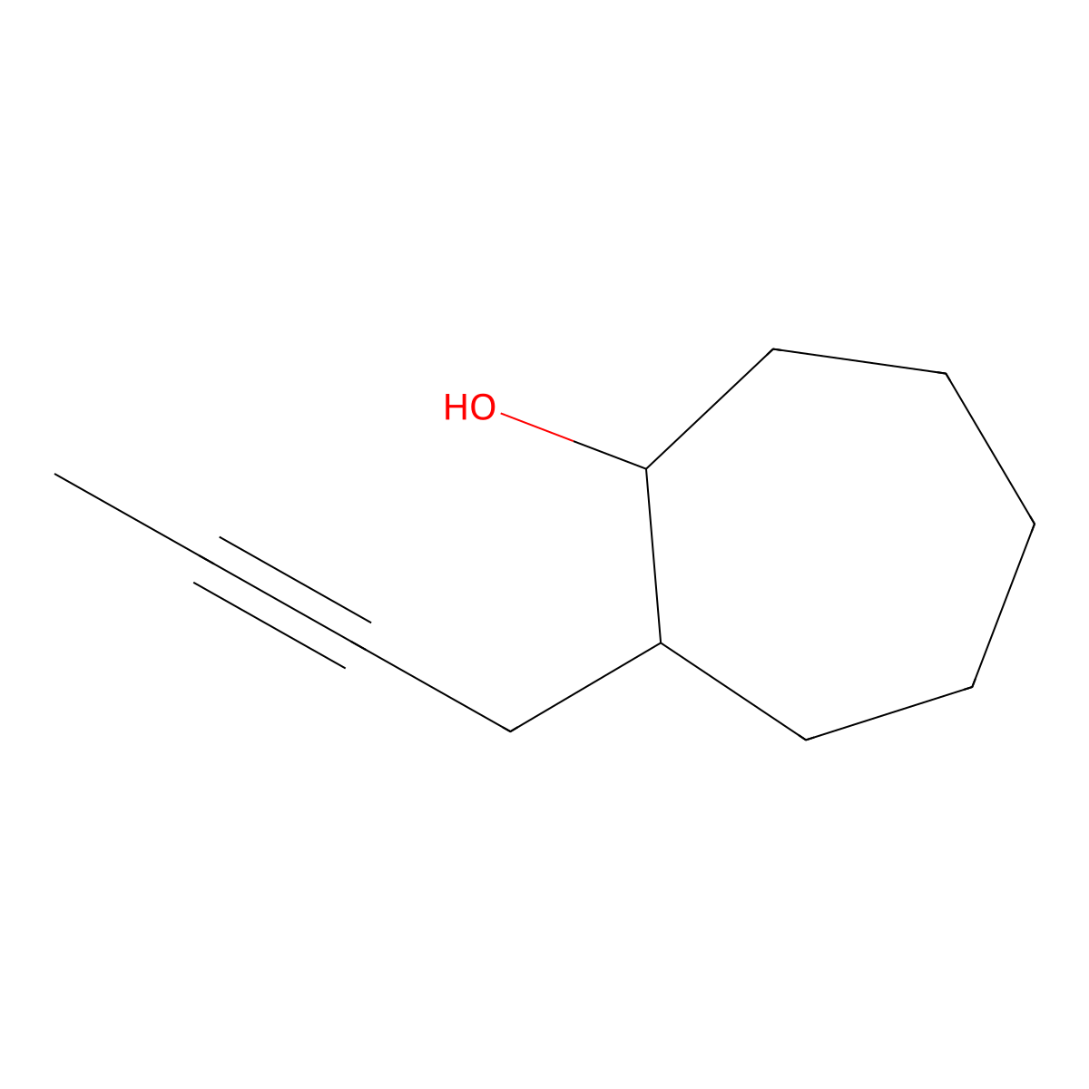 2-(But-2-yn-1-yl)cycloheptan-1-ol molecular structure, CAS 1457716-55-0