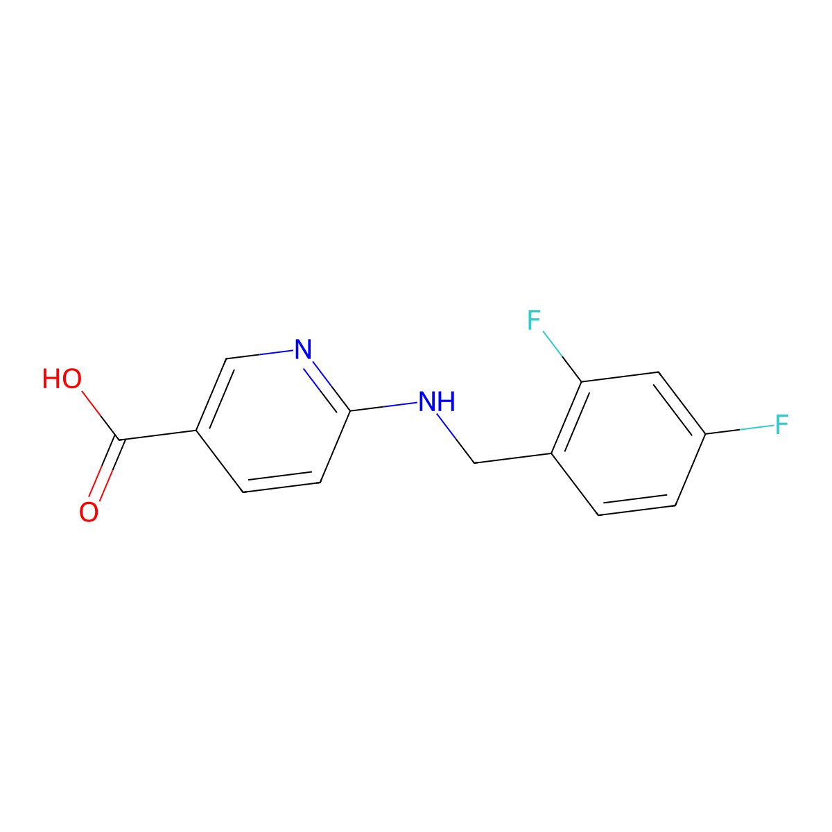 6-{[(2,4-Difluorophenyl)methyl]amino}pyridine-3-carboxylicacid molecular structure, CAS 1457750-36-5