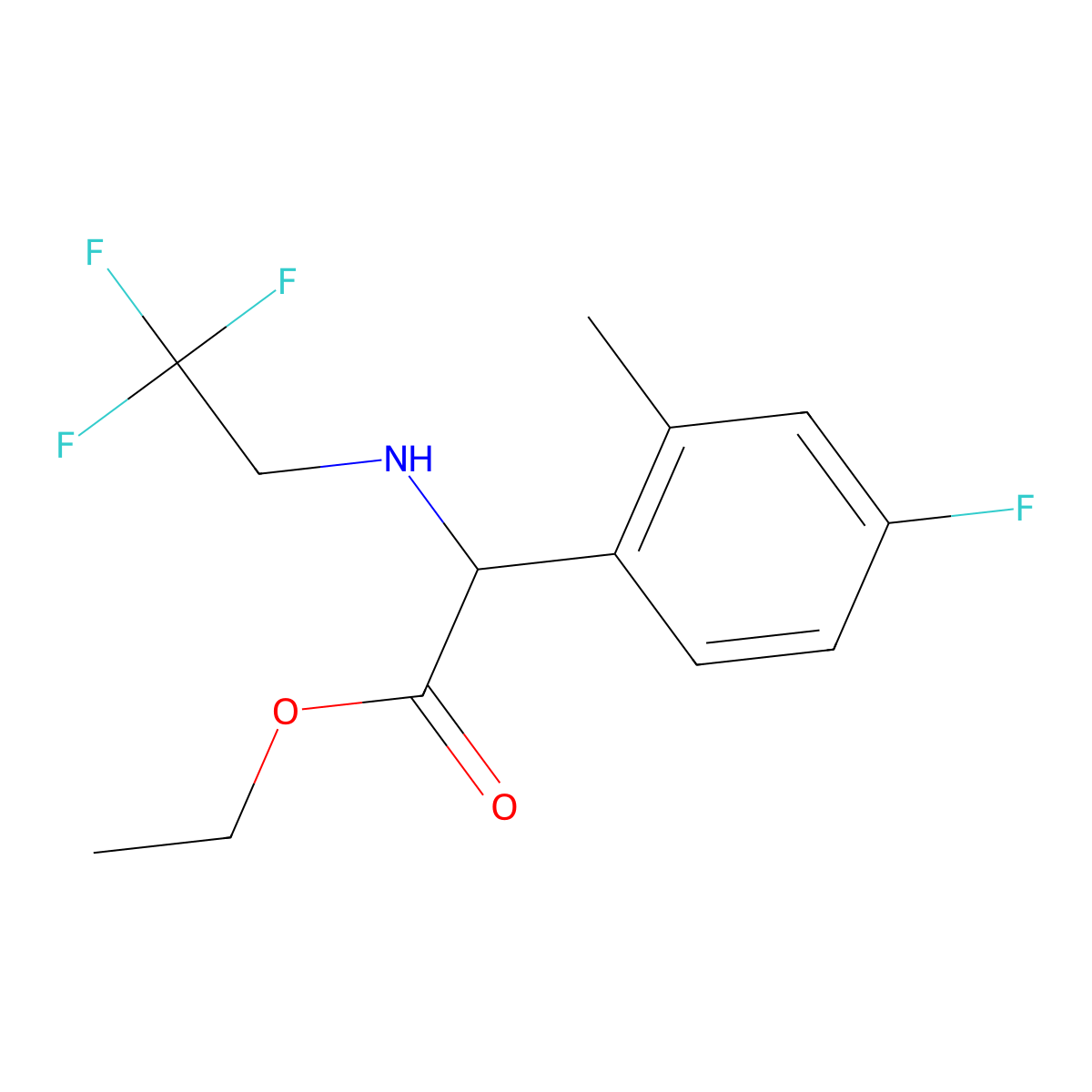 Ethyl 2-(4-fluoro-2-methylphenyl)-2-[(2,2,2-trifluoroethyl)amino]acetate molecular structure, CAS 1457759-55-5