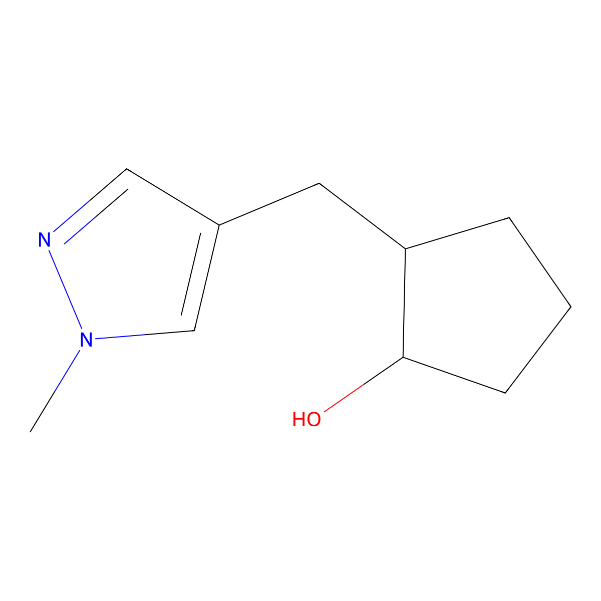 2-[(1-methyl-1H-pyrazol-4-yl)methyl]cyclopentan-1-ol molecular structure, CAS 1457781-37-1