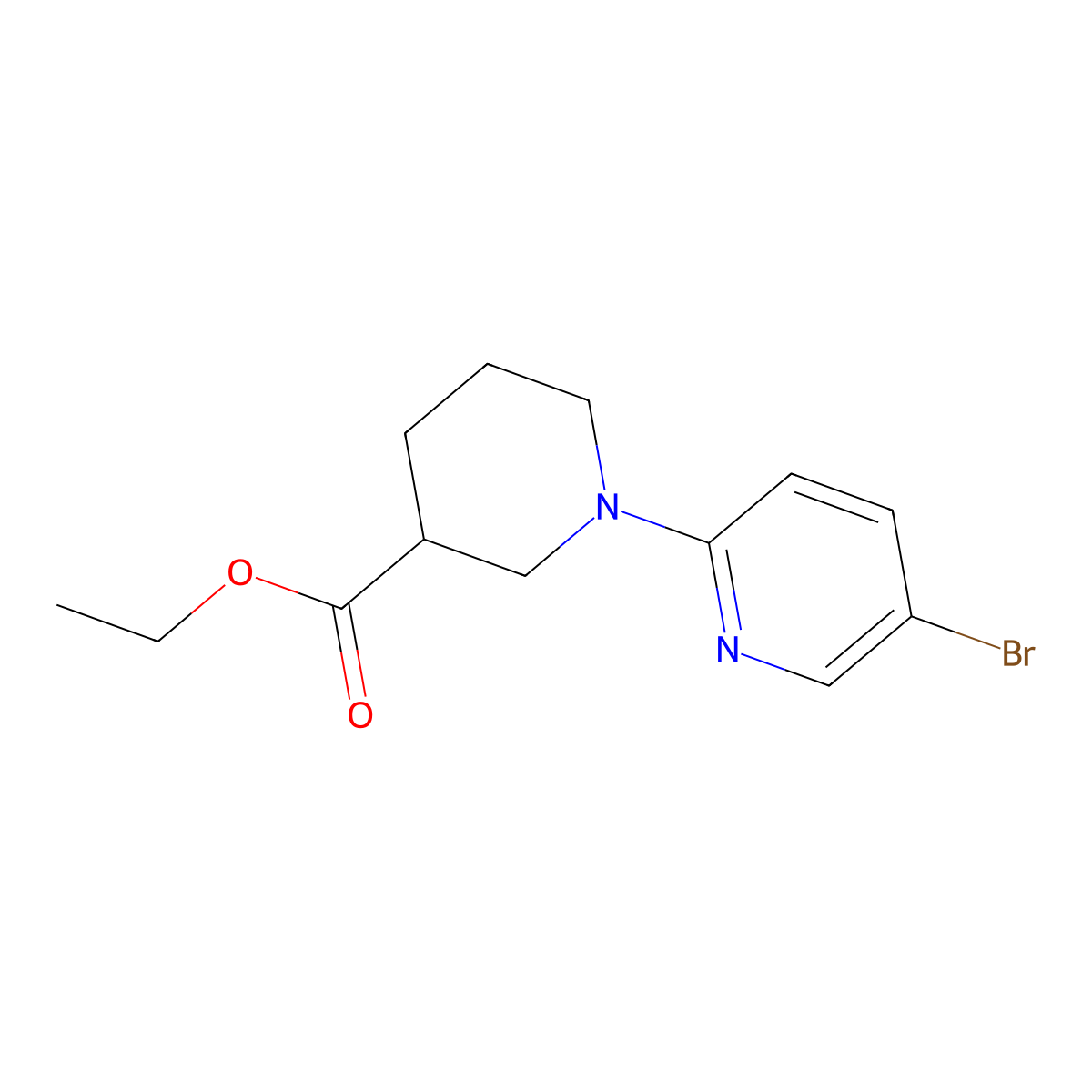 Ethyl 1-(5-bromopyridin-2-yl)piperidine-3-carboxylate molecular structure, CAS 1457786-52-5