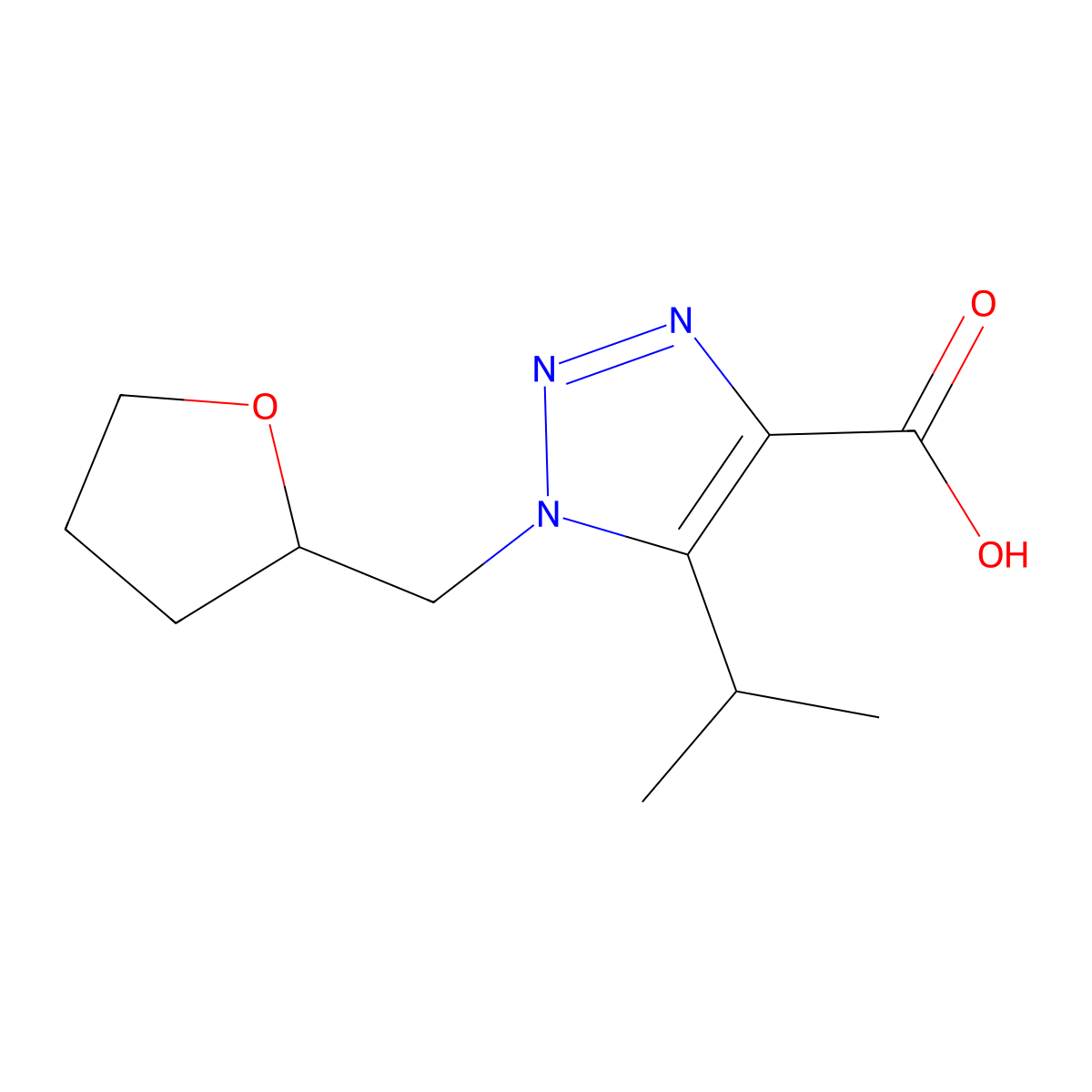 1-[(oxolan-2-yl)methyl]-5-(propan-2-yl)-1H-1,2,3-triazole-4-carboxylic acid molecular structure, CAS 1457800-54-2