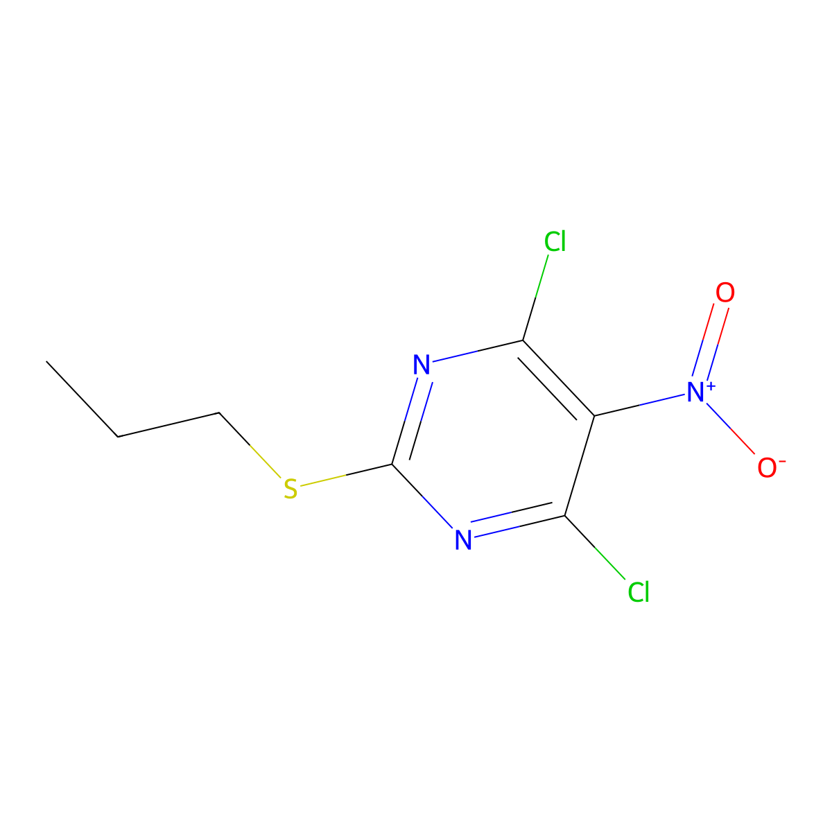 4,6-Dichloro-5-nitro-2-(propylthio)pyrimidine molecular structure, CAS 145783-14-8