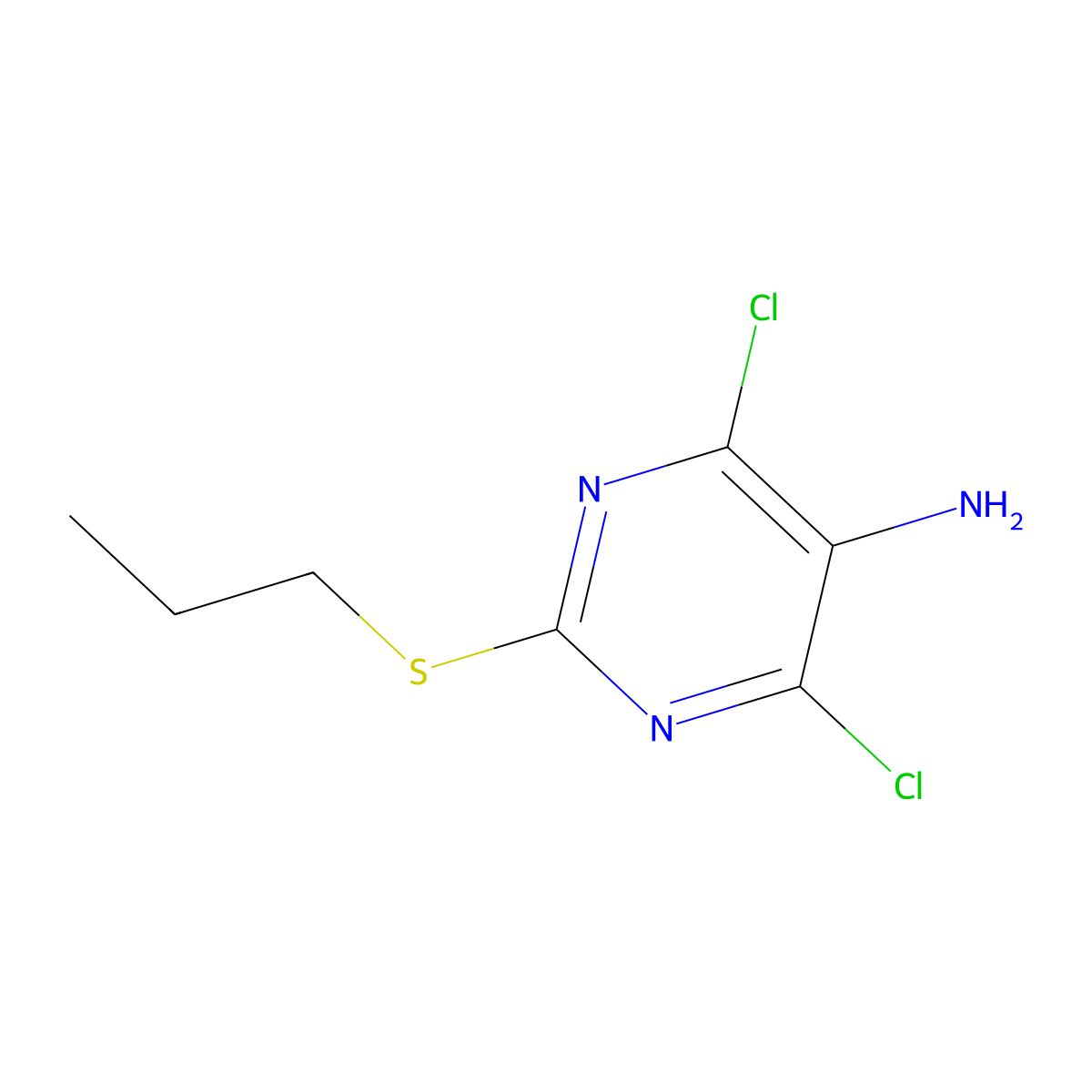 4,6-Dichloro-2-(propylthio)pyrimidin-5-amine molecular structure, CAS 145783-15-9