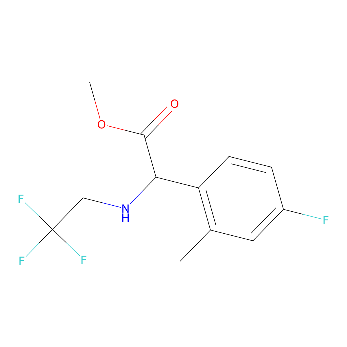 Methyl 2-(4-fluoro-2-methylphenyl)-2-((2,2,2-trifluoroethyl)amino)acetate molecular structure, CAS 1457920-56-7