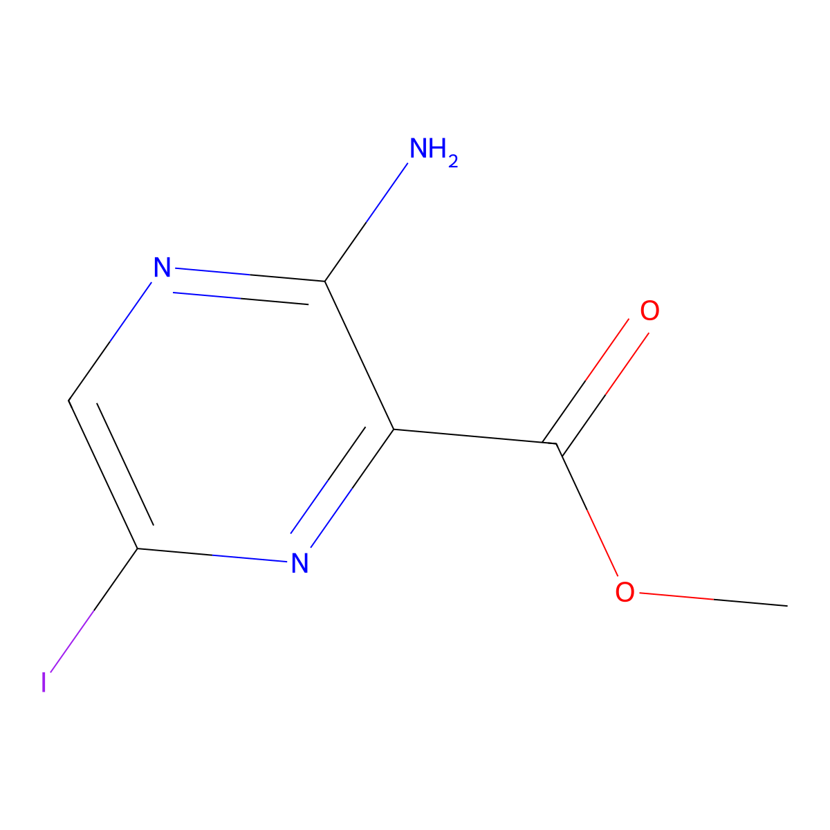 Methyl 3-amino-6-iodopyrazine-2-carboxylate molecular structure, CAS 1458-16-8