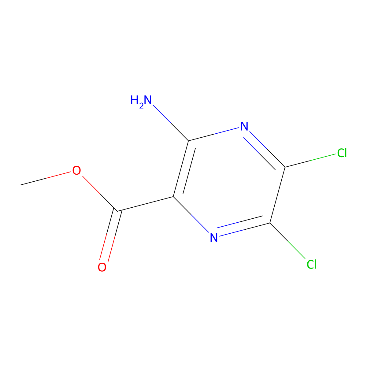 Methyl 3-amino-5,6-dichloropyrazine-2-carboxylate molecular structure, CAS 1458-18-0