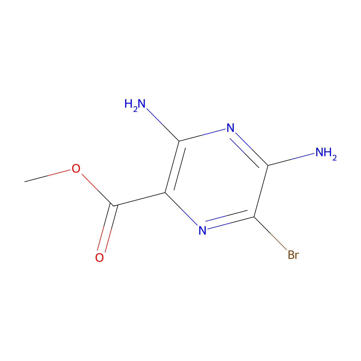 Methyl 3,5-diamino-6-bromopyrazine-2-carboxylate molecular structure, CAS 1458-20-4