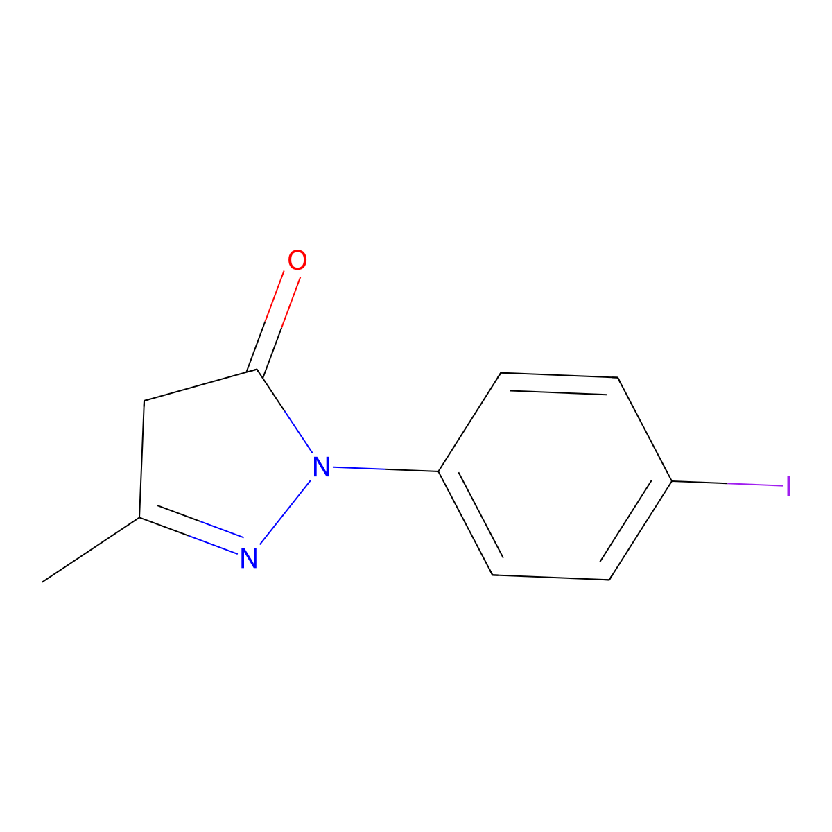 2-(4-iodophenyl)-5-methyl-4H-pyrazol-3-one molecular structure, CAS 14580-14-4