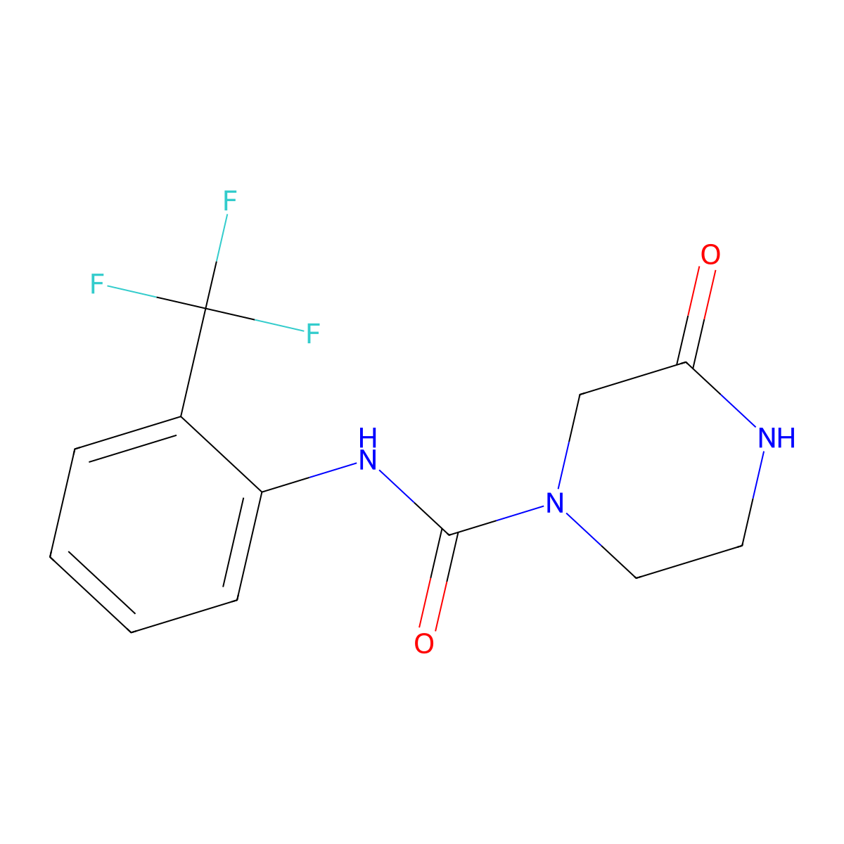 3-oxo-N-[2-(trifluoromethyl)phenyl]piperazine-1-carboxamide molecular structure, CAS 1458105-41-3