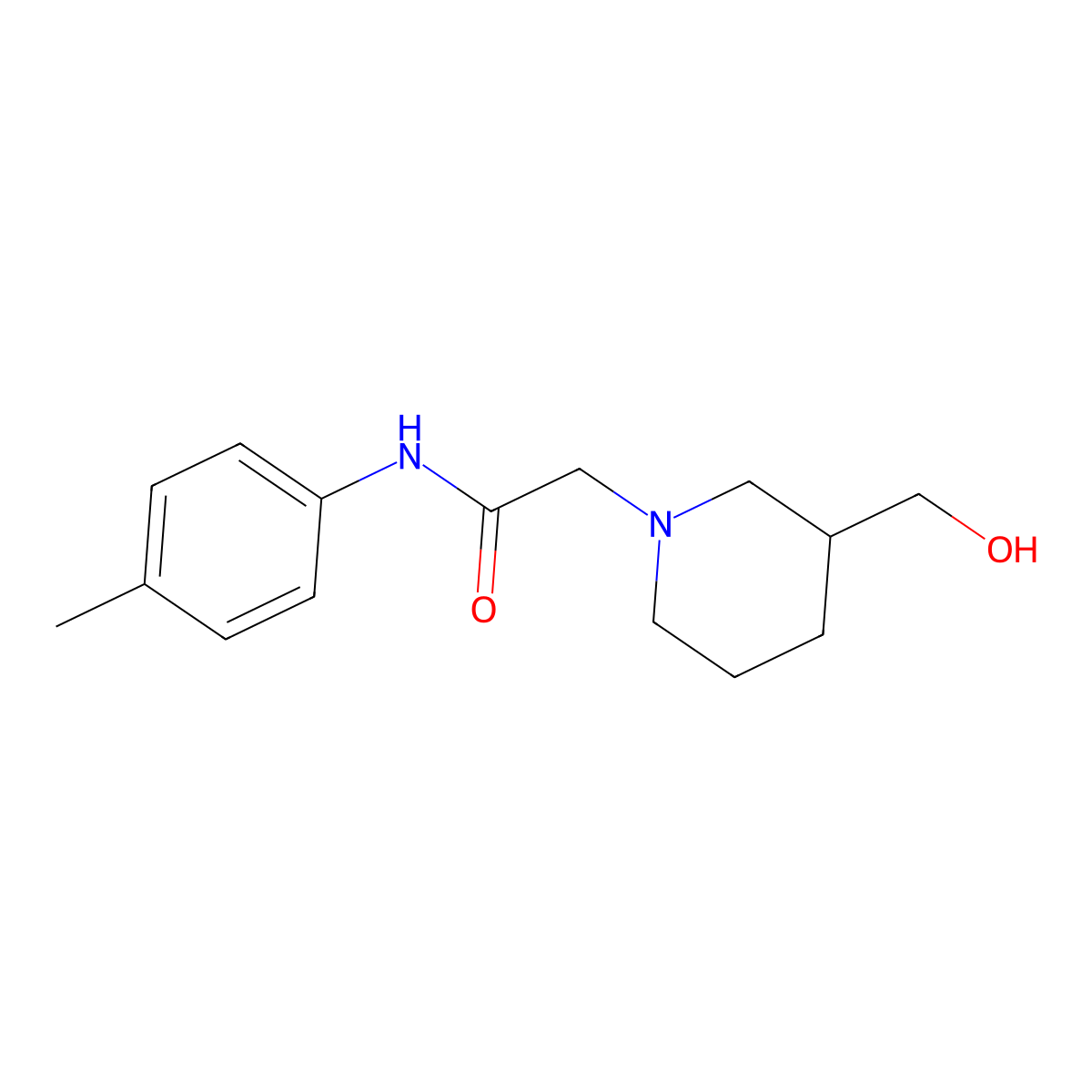 2-[3-(hydroxymethyl)piperidin-1-yl]-N-(4-methylphenyl)acetamide molecular structure, CAS 1458114-92-5