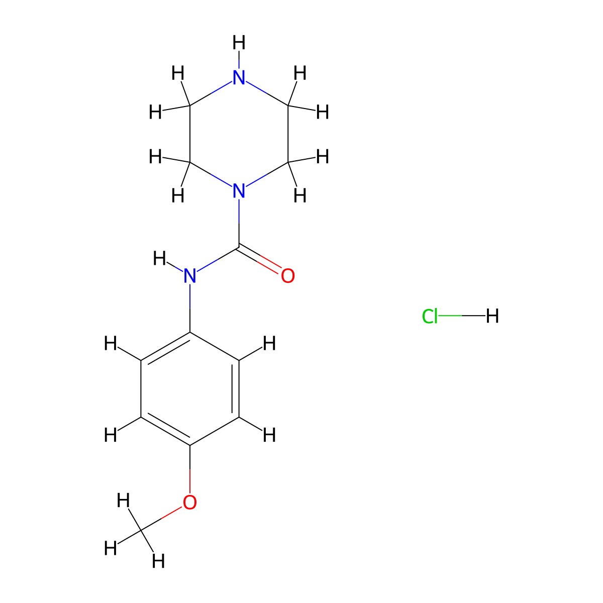 N-(4-methoxyphenyl)piperazine-1-carboxamide hydrochloride molecular structure, CAS 1458137-04-6