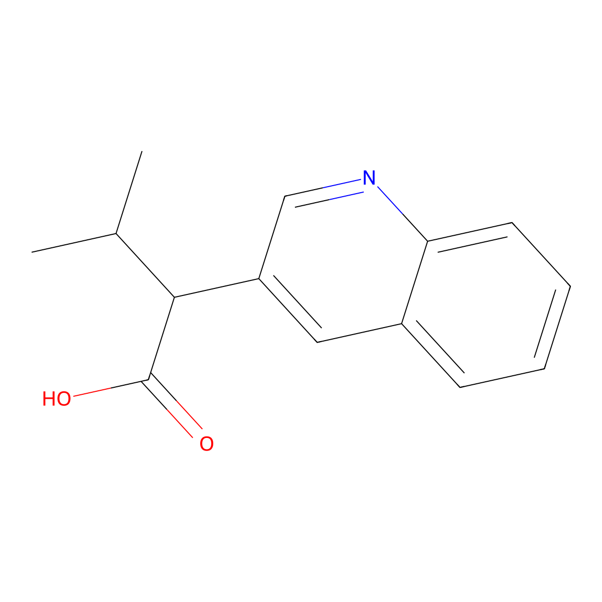 3-Methyl-2-(quinolin-3-yl)butanoic acid molecular structure, CAS 1458139-83-7