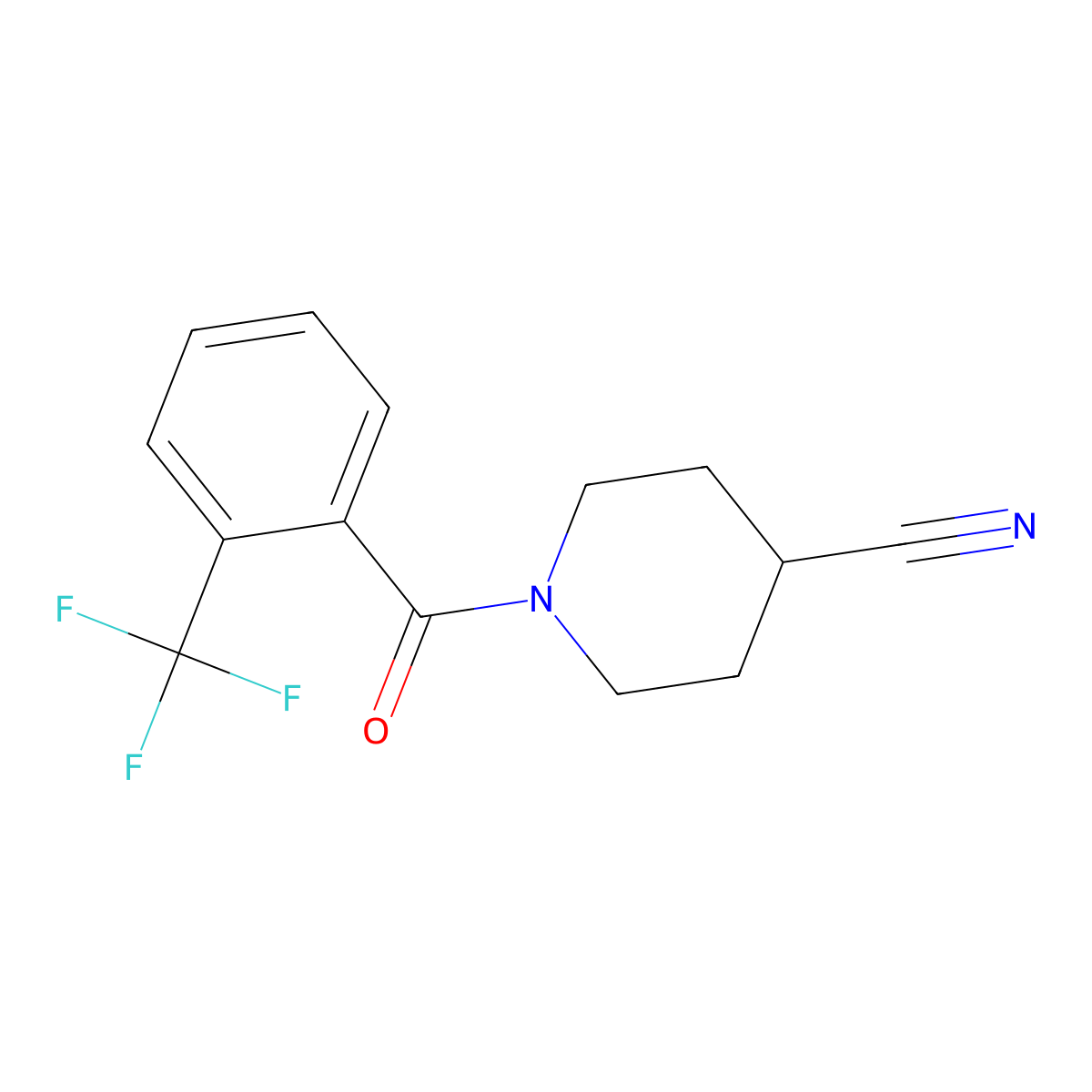 1-[2-(Trifluoromethyl)benzoyl]piperidine-4-carbonitrile molecular structure, CAS 1458149-61-5
