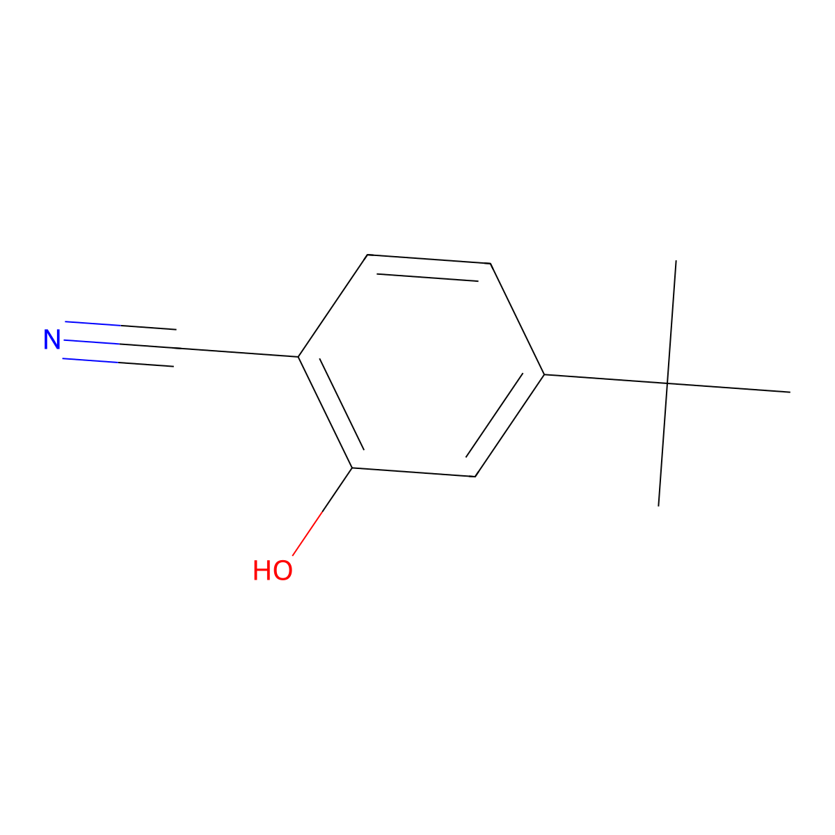 4-Tert-butyl-2-hydroxybenzonitrile molecular structure, CAS 145818-28-6