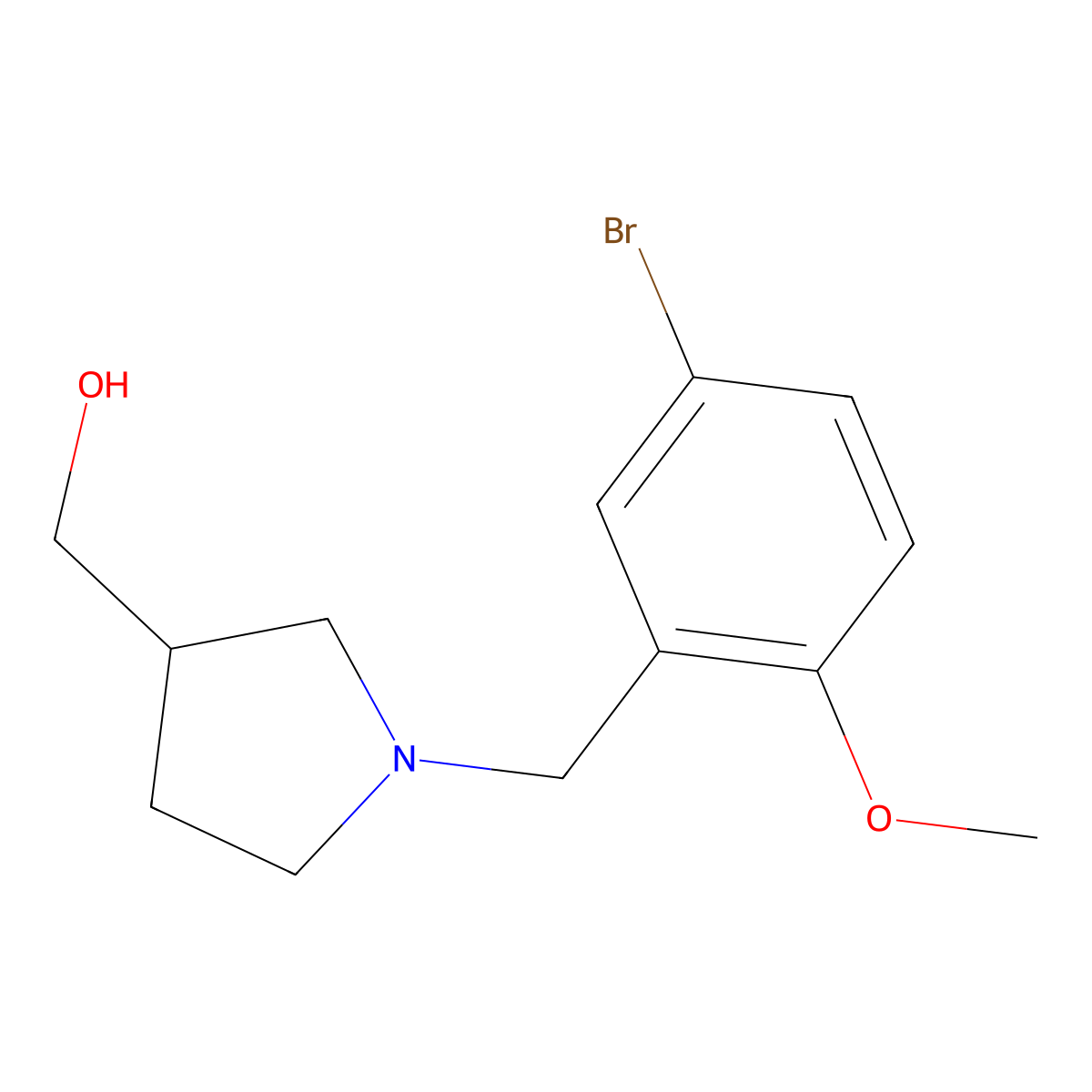 (1-(5-Bromo-2-methoxybenzyl)pyrrolidin-3-yl)methanol molecular structure, CAS 1458274-20-8