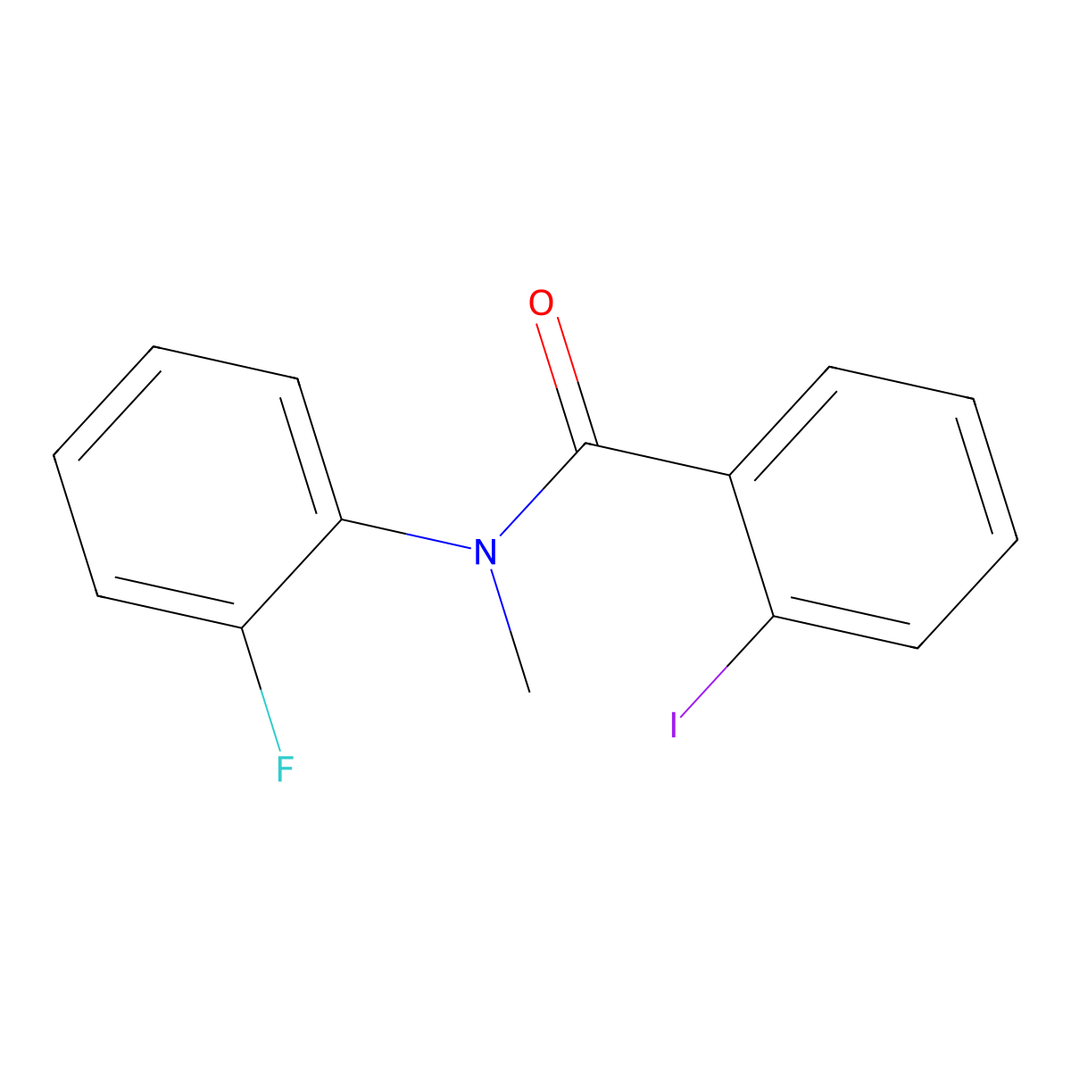 N-(2-fluorophenyl)-2-iodo-N-methylbenzamide molecular structure, CAS 1458285-30-7