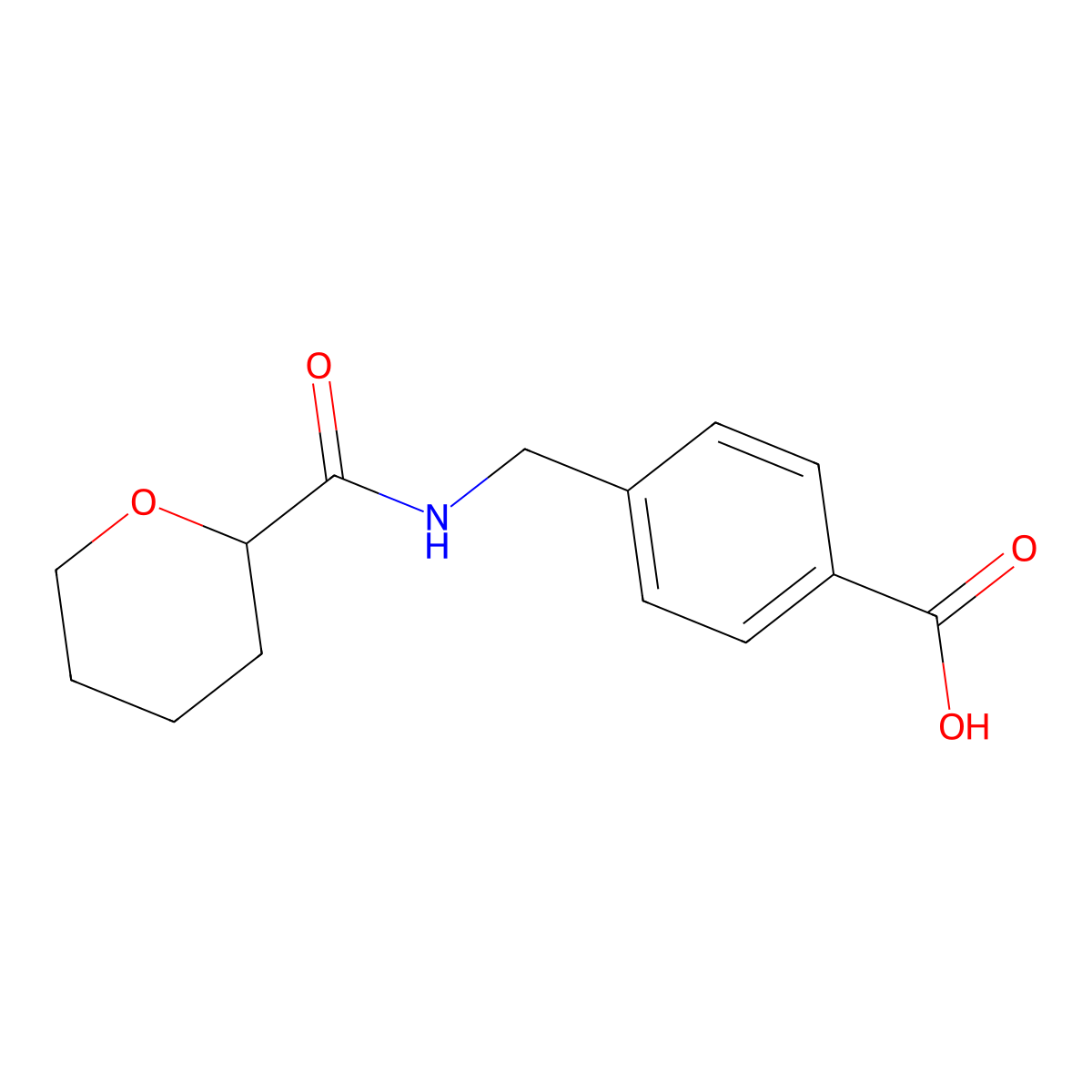 4-{[(Oxan-2-yl)formamido]methyl}benzoic acid molecular structure, CAS 1458303-51-9