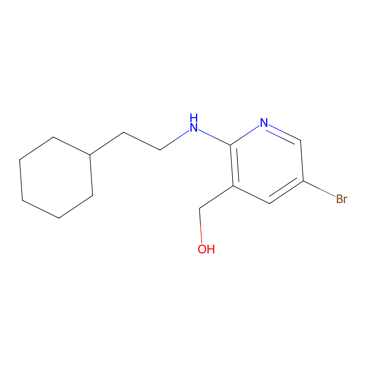 5-Bromo-2-(cyclohexylethylamino)-3-pyridinemethanol molecular structure, CAS 1458307-81-7