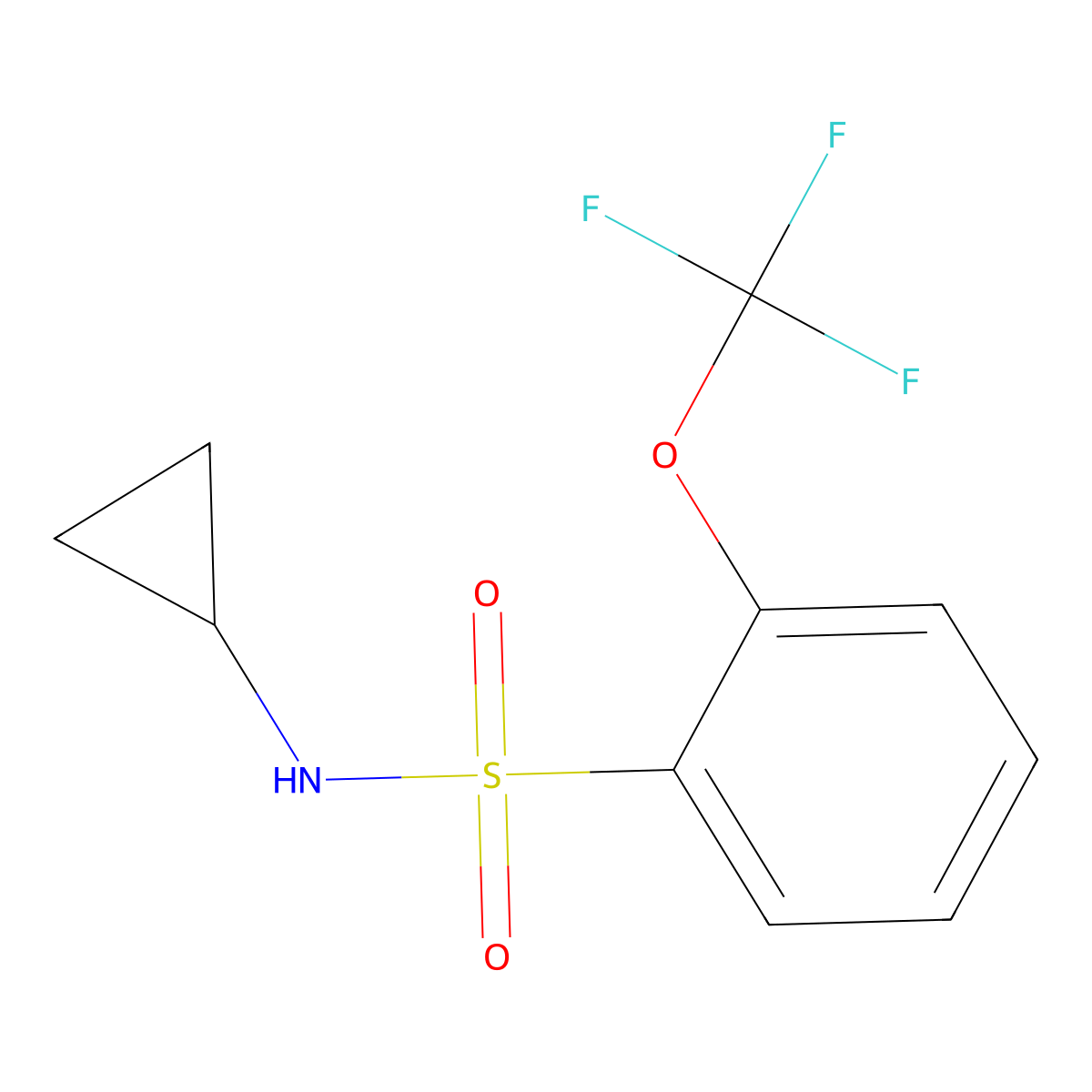 N-cyclopropyl-2-(trifluoromethoxy)benzene-1-sulfonamide molecular structure, CAS 1458348-88-3