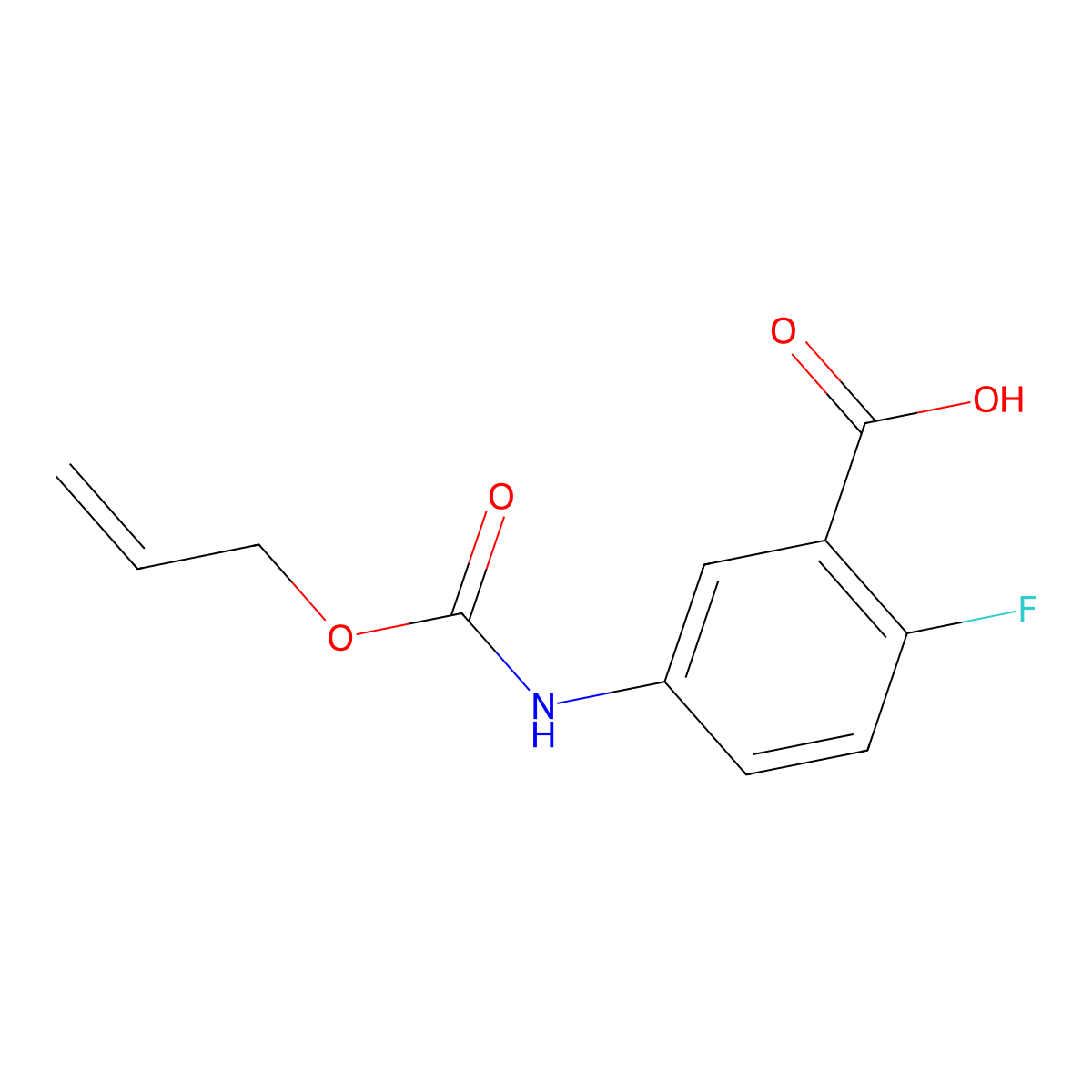 2-Fluoro-5-{[(prop-2-en-1-yloxy)carbonyl]amino}benzoic acid molecular structure, CAS 1458368-15-4
