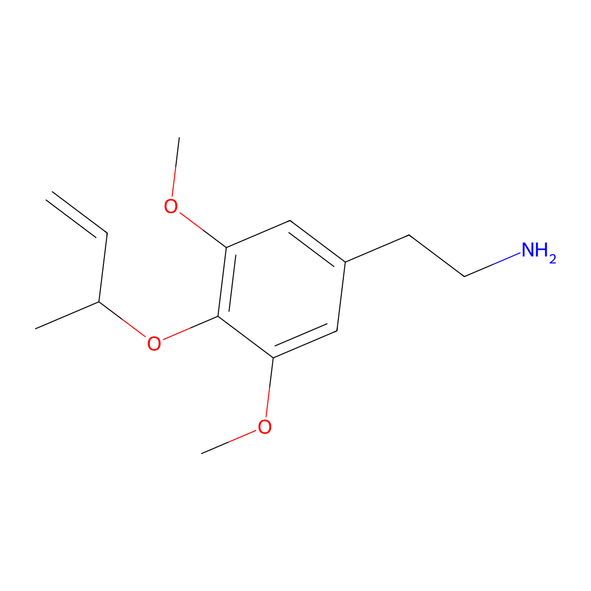 2-[4-(But-3-en-2-yloxy)-3,5-dimethoxyphenyl]ethan-1-amine molecular structure, CAS 1458373-35-7