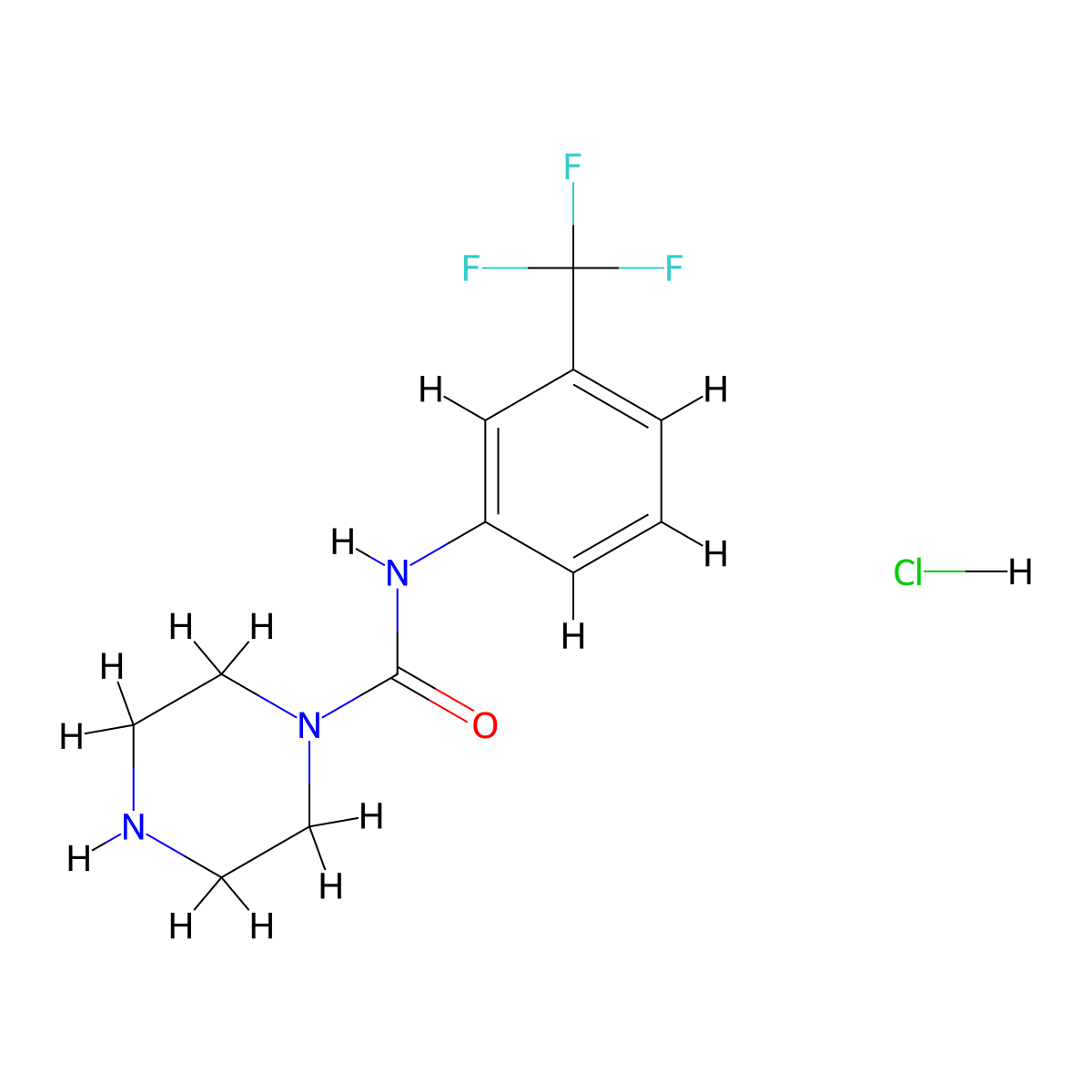 N-[3-(trifluoromethyl)phenyl]piperazine-1-carboxamide hydrochloride molecular structure, CAS 1458384-01-4