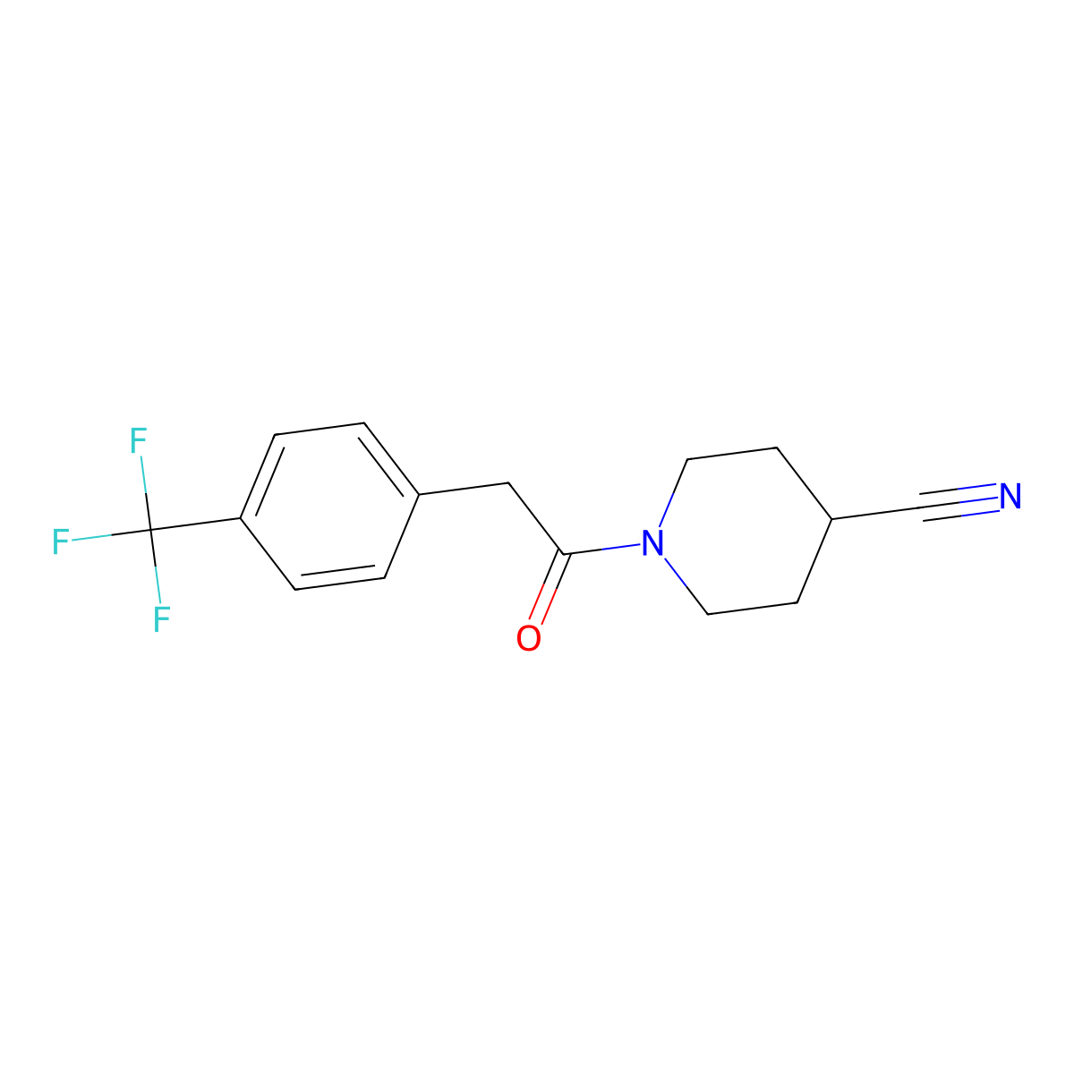 1-{2-[4-(Trifluoromethyl)phenyl]acetyl}piperidine-4-carbonitrile molecular structure, CAS 1458462-52-6