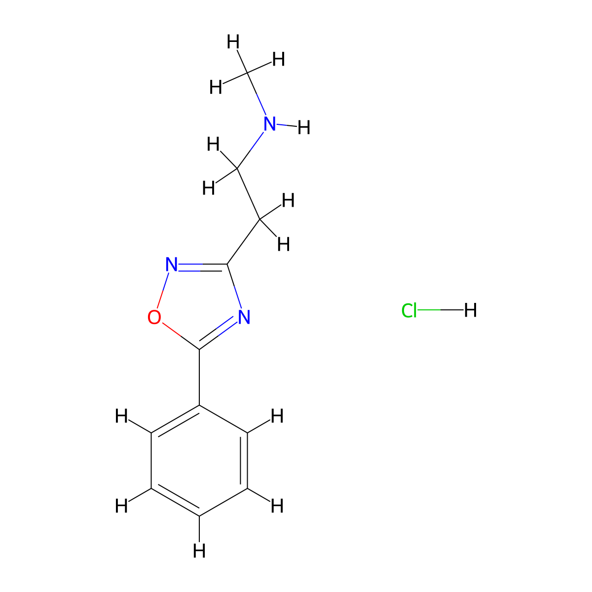 N-Methyl-2-(5-phenyl-1,2,4-oxadiazol-3-YL)-ethanamine hydrochloride molecular structure, CAS 145850-37-9