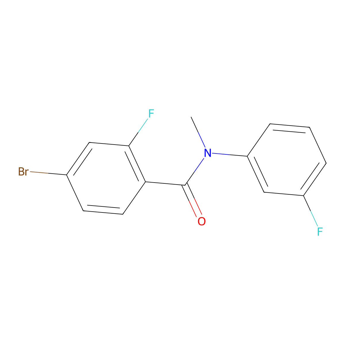 4-bromo-2-fluoro-N-(3-fluorophenyl)-N-methylbenzamide molecular structure, CAS 1458508-77-4